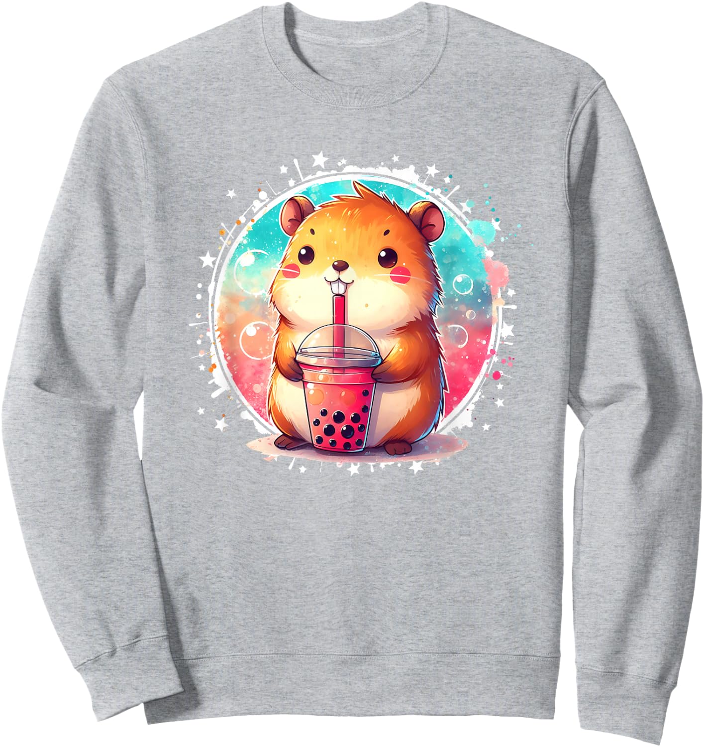Kawaii Capybara Drinks Boba Bubble Tea Kawaii Clothes Kawaii Sweatshirt - Sweatshirt | Ash