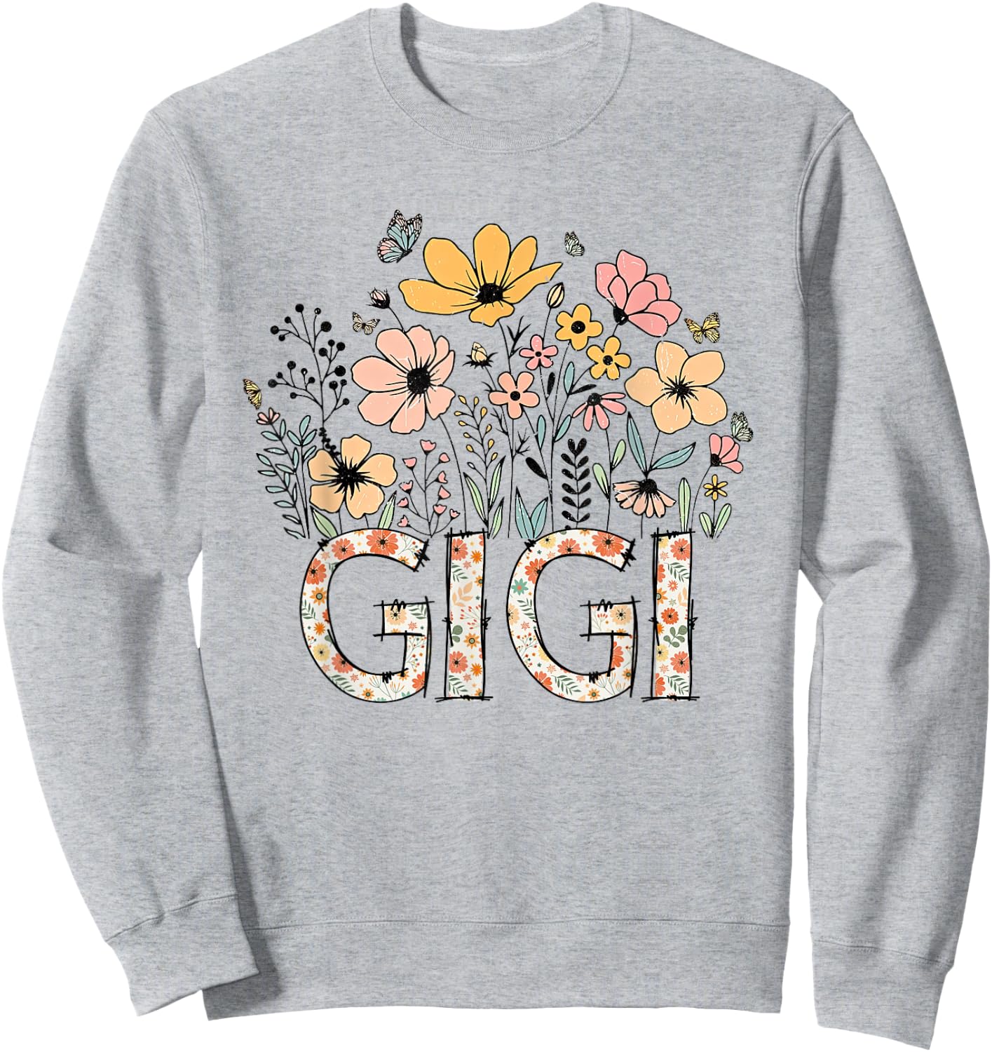 GiGi Wildflower Cute Floral Mother's Day For Grandma Women Sweatshirt - Sweatshirt | Ash