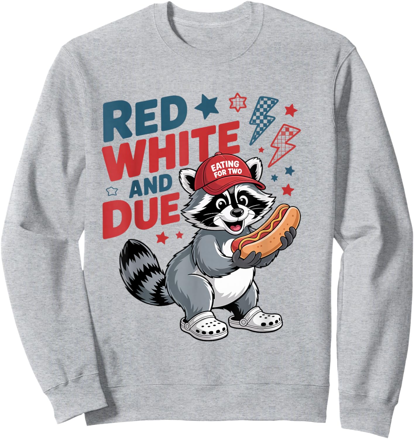 Red White and Due Funny Raccoon 4th of July Sweatshirt - Sweatshirt | Ash