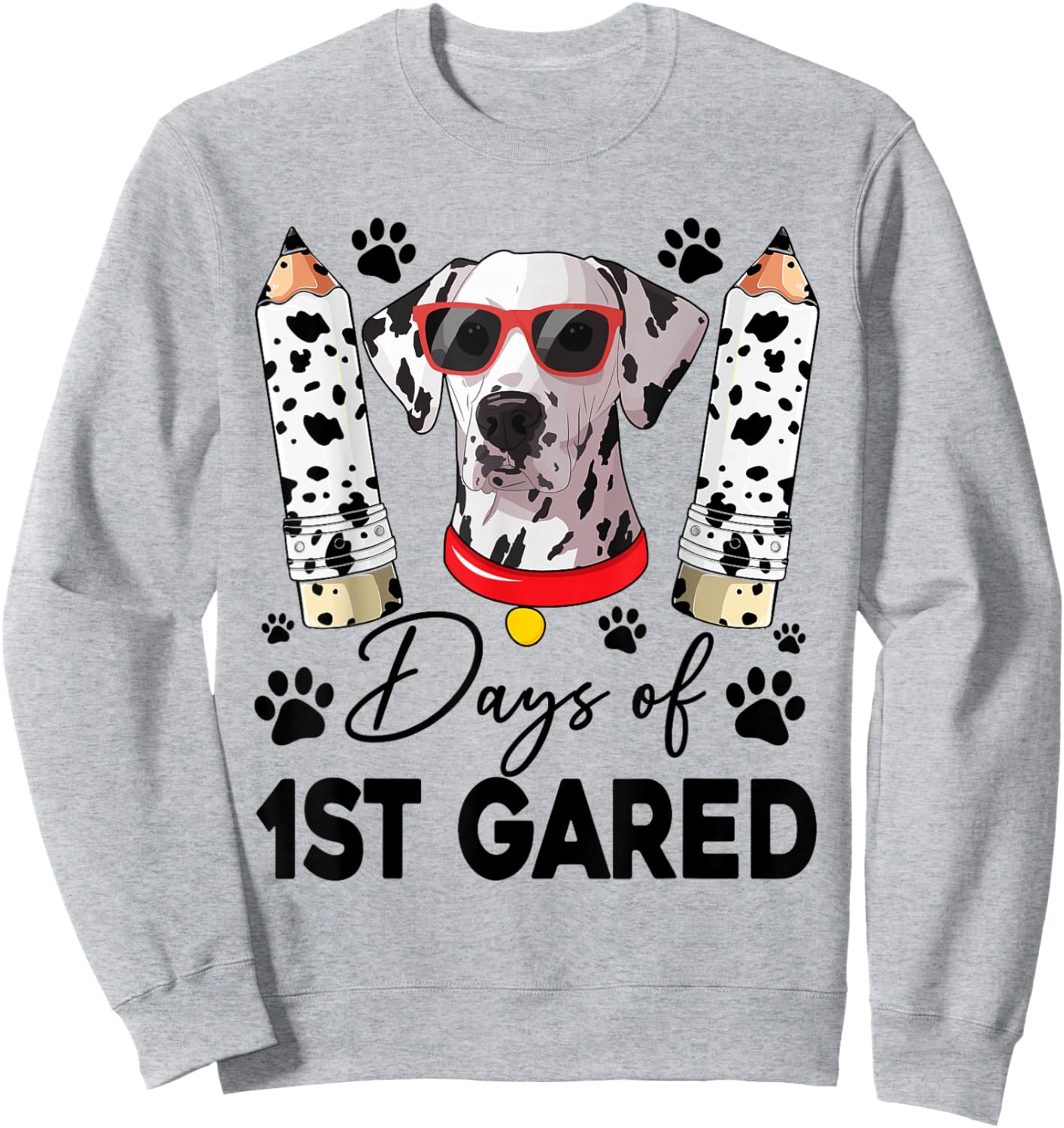 100 Day Of 1st Grade 100 Days Smarter Teacher Dalmatian Dog Women Kids Sweatshirt - Sweatshirt | Ash
