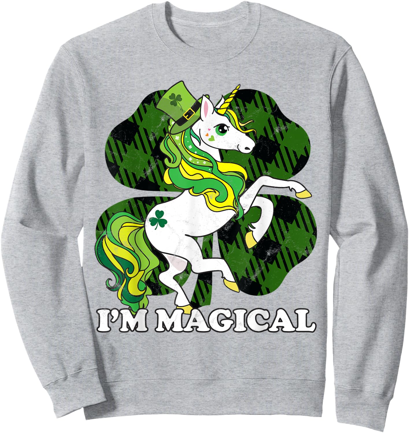 Unicorn Plaid St Patricks Day Magical Lepricorn Girl Women Sweatshirt - Sweatshirt | Ash