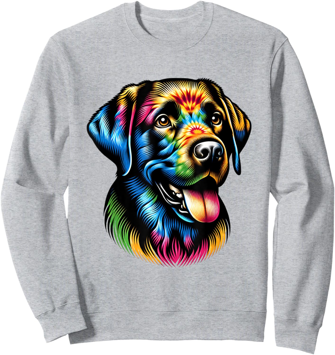 Cute Black Labrador Retriever dog Tie Dye Hippie Labrador Men Women Sweatshirt - Sweatshirt | Ash