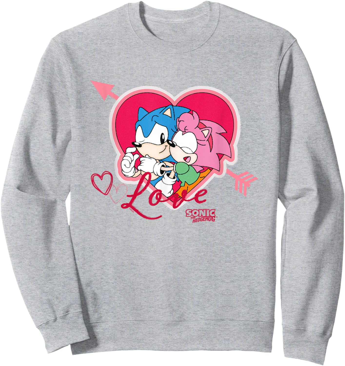 Sonic The Hedgehog Valentine's Day Sonic Amy Love Big Logo Sweatshirt - Sweatshirt | Ash