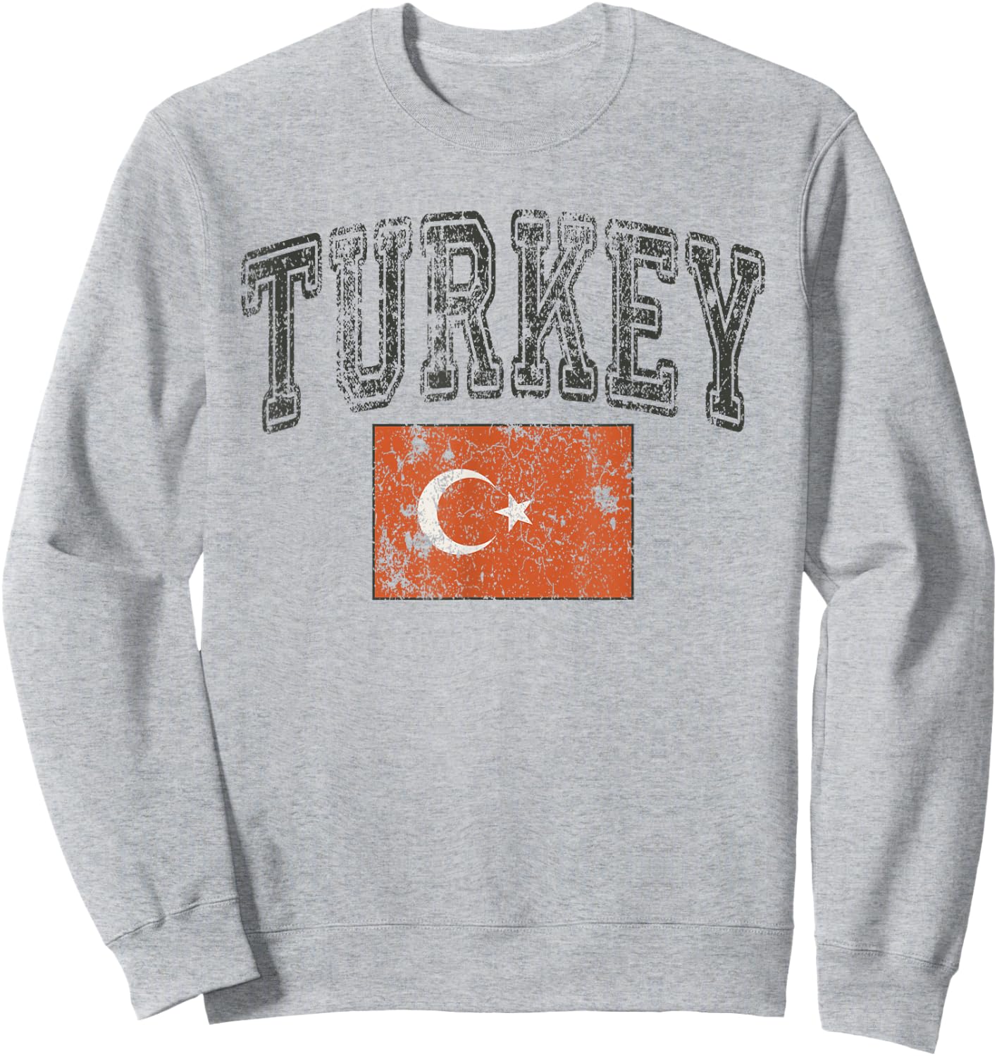 Vintage Retro Faded Turkey Flag Turkish Pride Sweatshirt - Sweatshirt | Ash