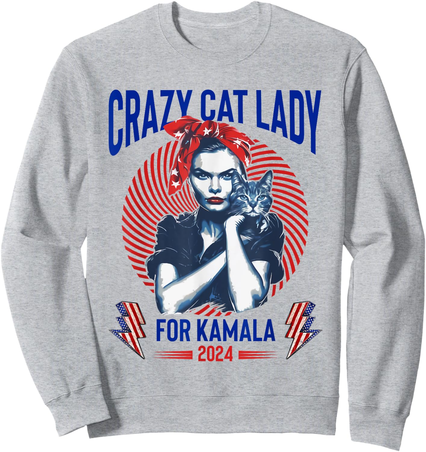 Crazy Cat Lady For Kamala 2024 Kamala Election 2024 Vote Sweatshirt - Sweatshirt | Ash