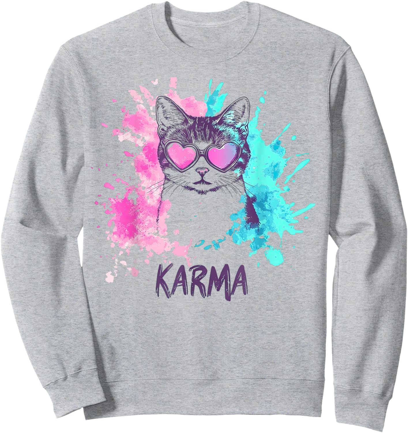 Vintage Cat Karma lovers For Teens Girls Women Men Sweatshirt - Sweatshirt | Ash