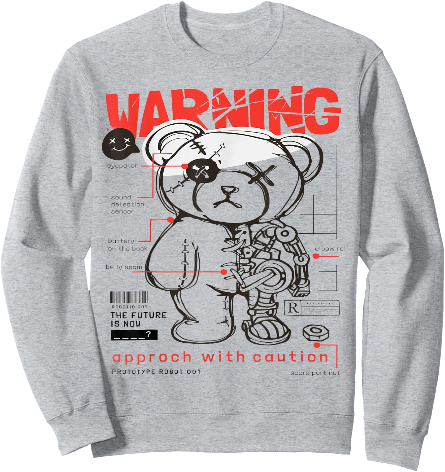 Prototype Robot Teddy Bear Funny Sweatshirt - Sweatshirt | Ash