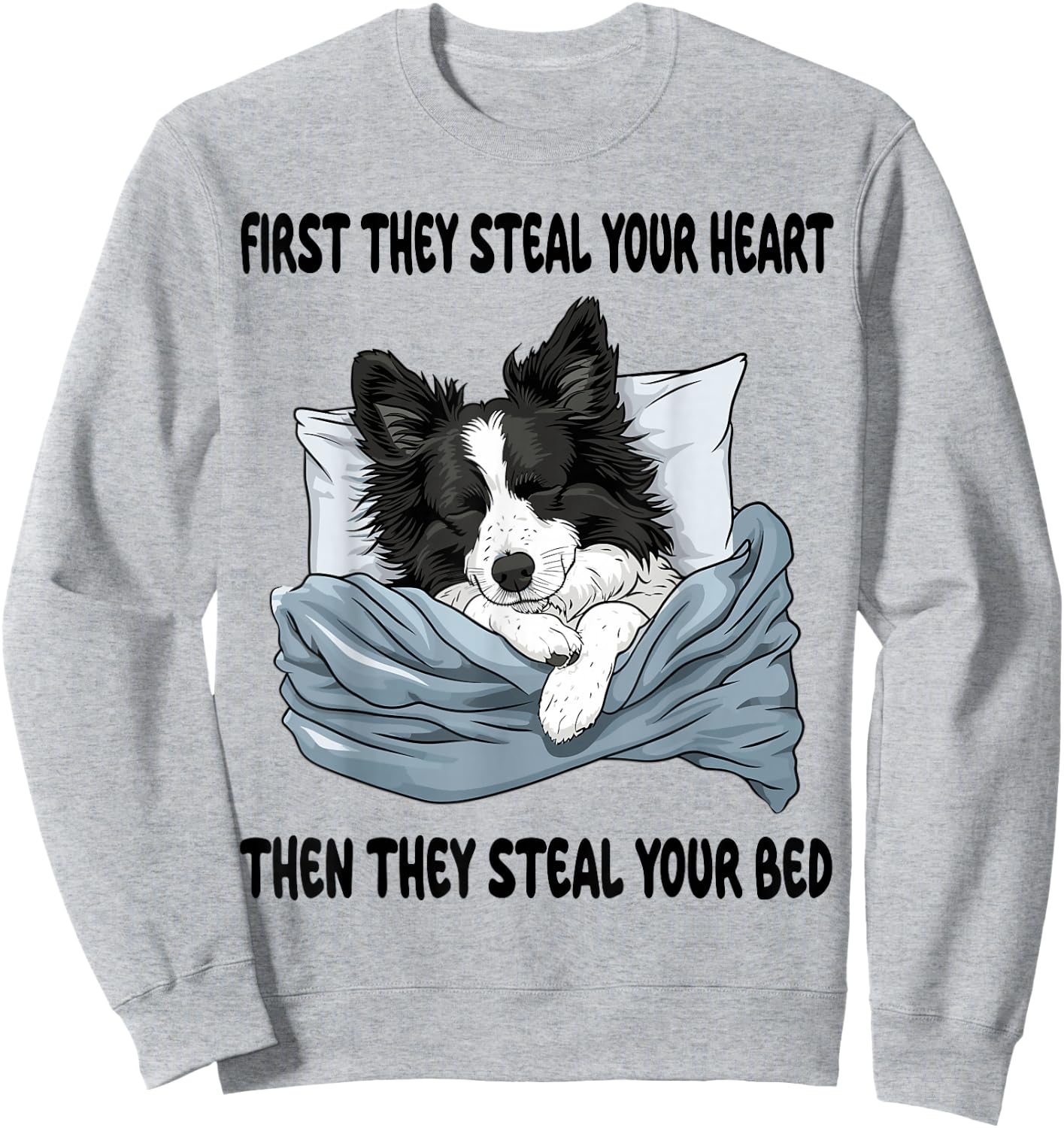 Border Collie Sleeping Pajamas Nightgown Sweatshirt - Sweatshirt | Ash