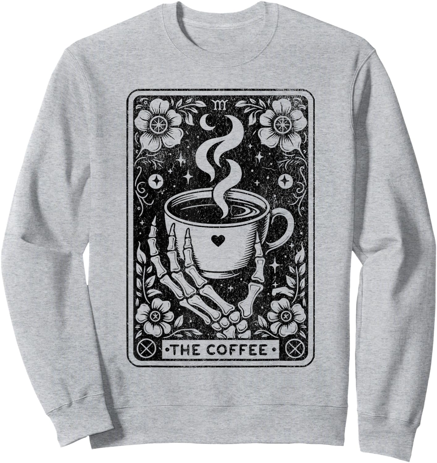 The Coffee Tarot Cards Skeleton Coffee Gifts Tarot Card Sweatshirt - Sweatshirt | Ash