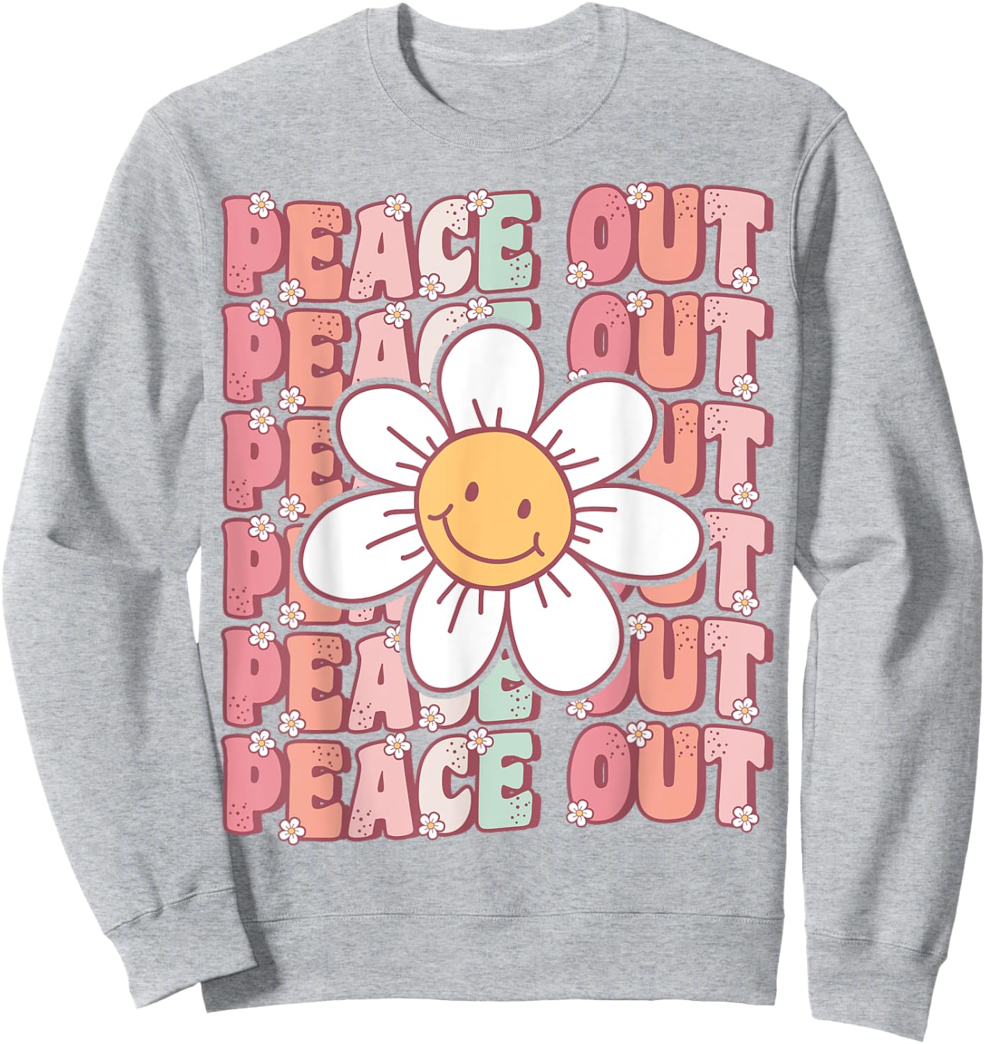 Peace Out Teacher Student Cute Groovy Last Day of School Men Women Kids Sweatshirt - Sweatshirt | Ash