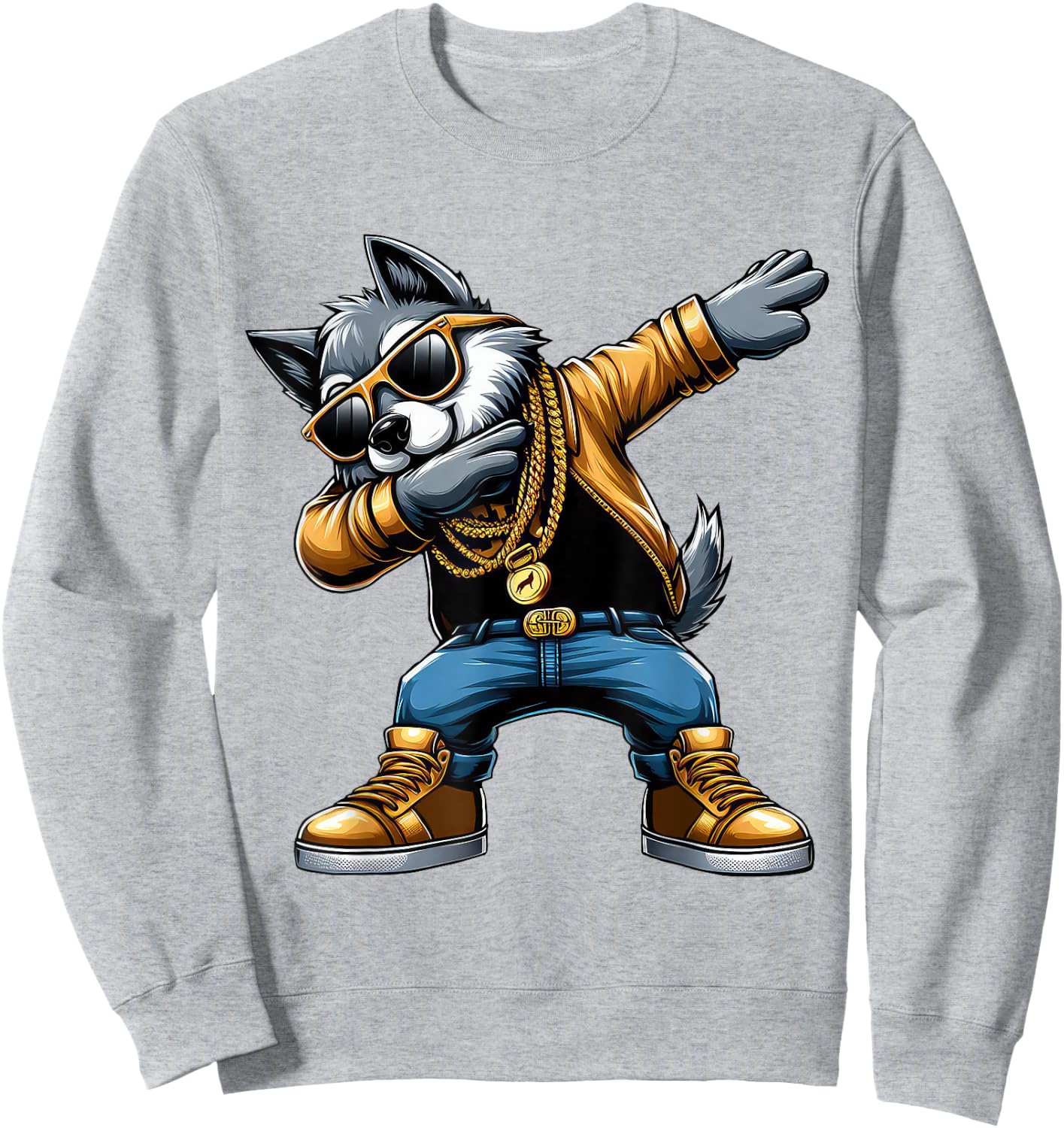 Dabbing Wolf Funny Wolf Dab Dance Boys Girls Kids Sweatshirt - Sweatshirt | Ash