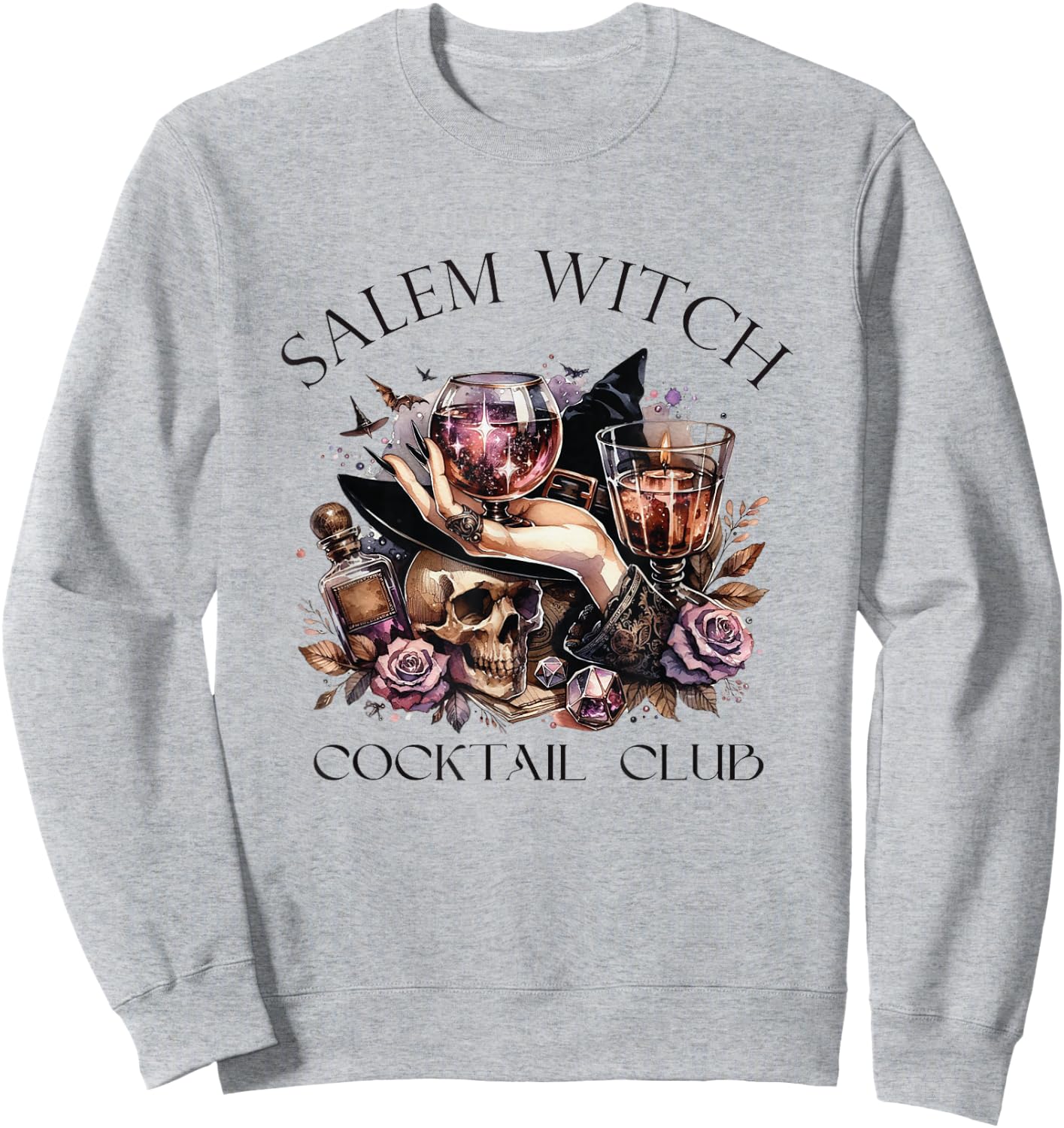 Salem Witch Cocktail Club Halloween Party Costume Sweatshirt - Sweatshirt | Ash