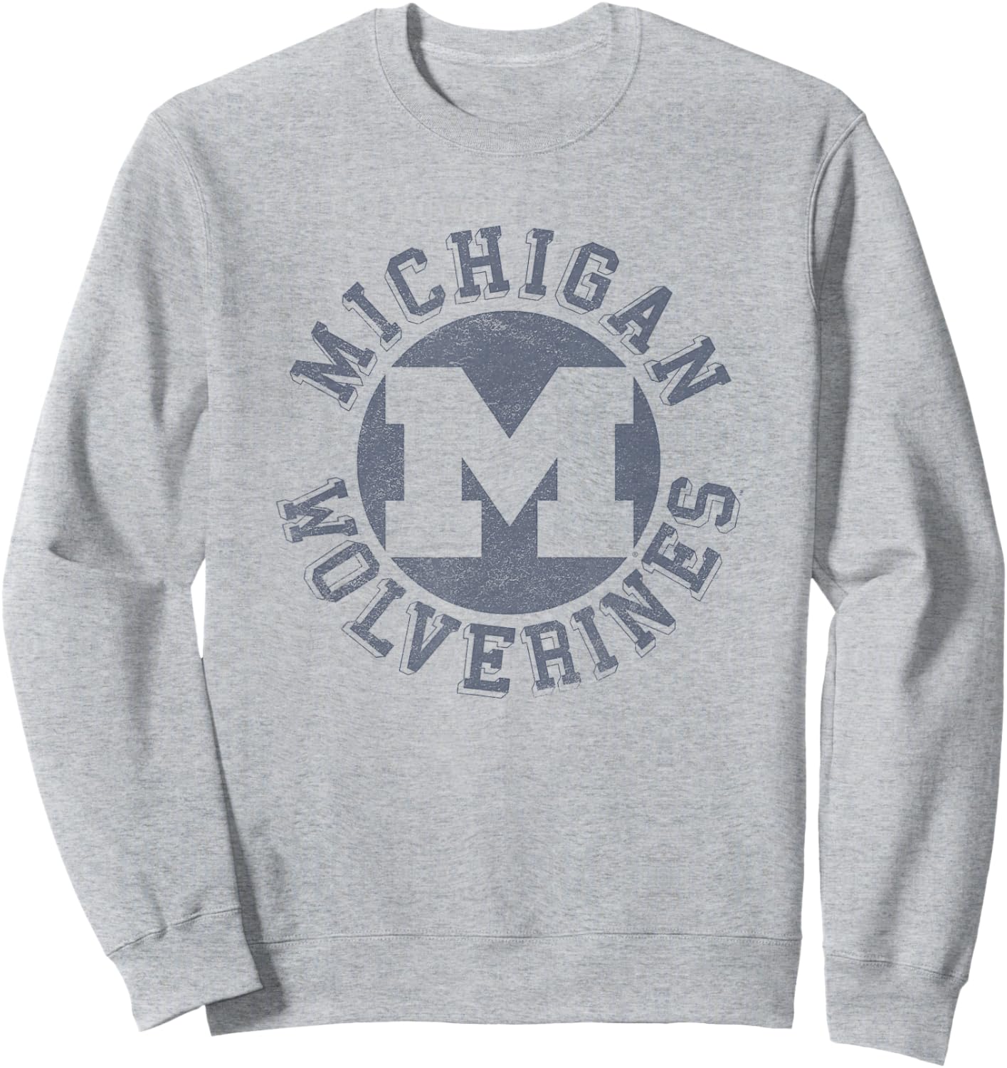 University of Michigan Wolverines U of M Classic Retro Stamp Sweatshirt - Sweatshirt | Ash