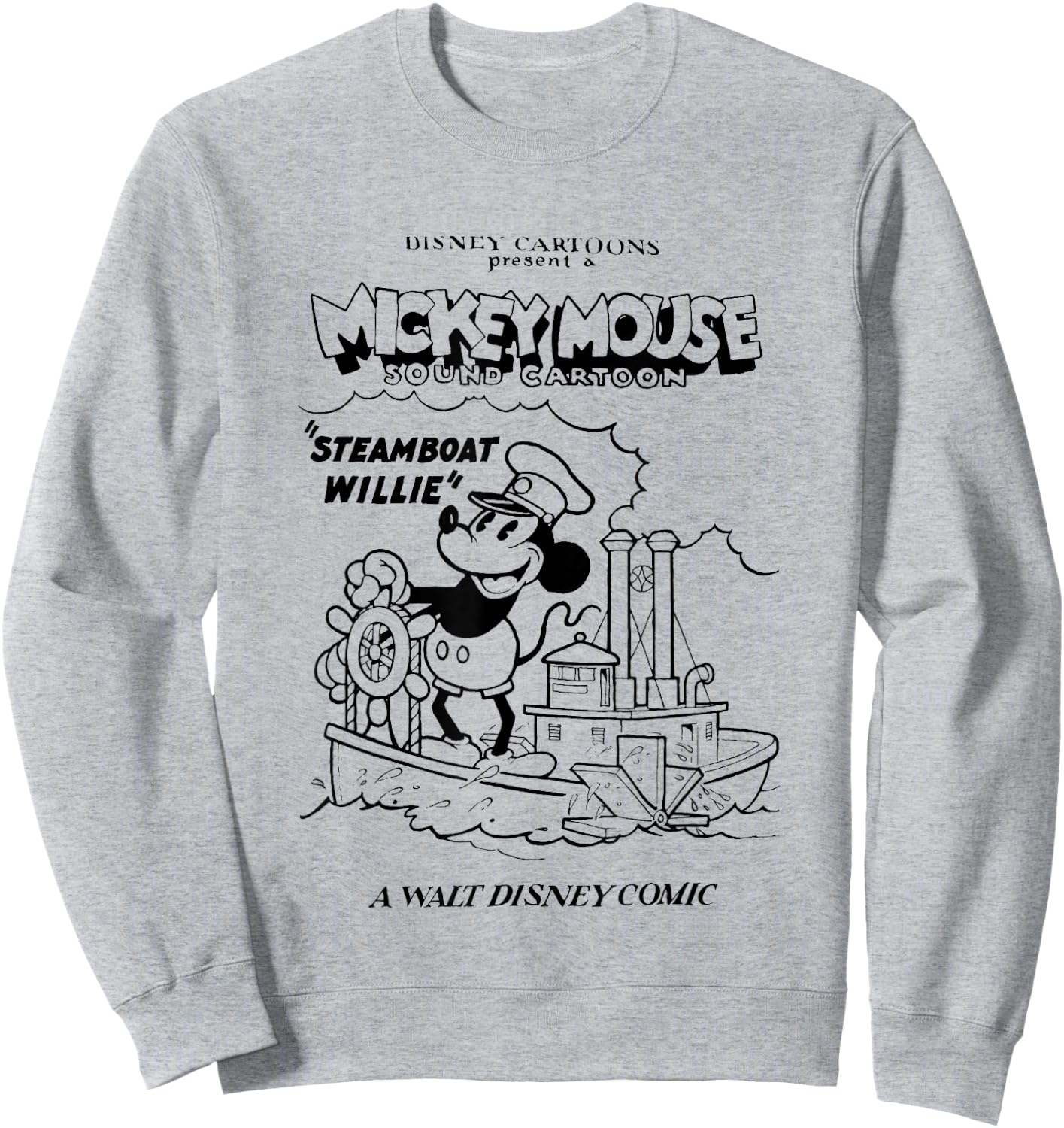 Disney Steamboat Willie A Walt Disney Comic Vintage Poster Sweatshirt - Sweatshirt | Ash