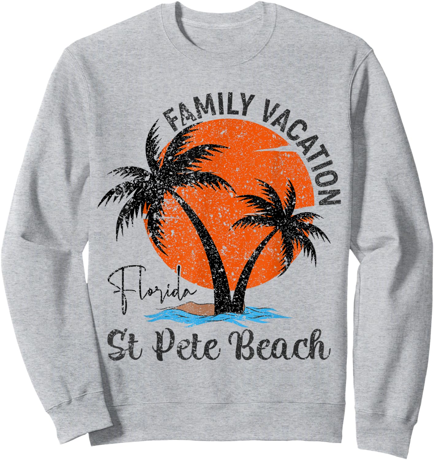 Vintage St Pete Florida Beach Palm Tree Family Vacation Men Women Kids Sweatshirt - Sweatshirt | Ash