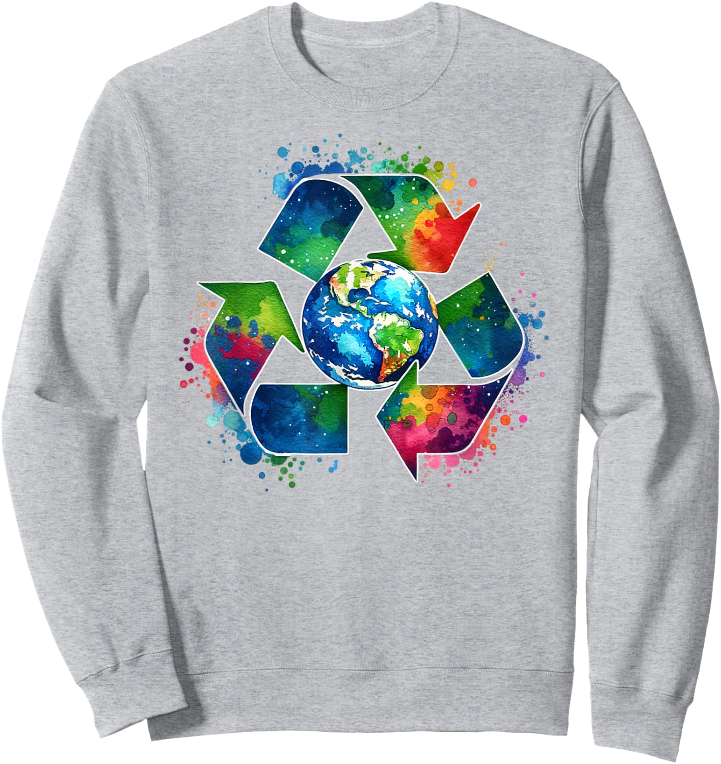 Recycle Symbol with Earth Supporting Earth Day Every Day Sweatshirt - Sweatshirt | Ash
