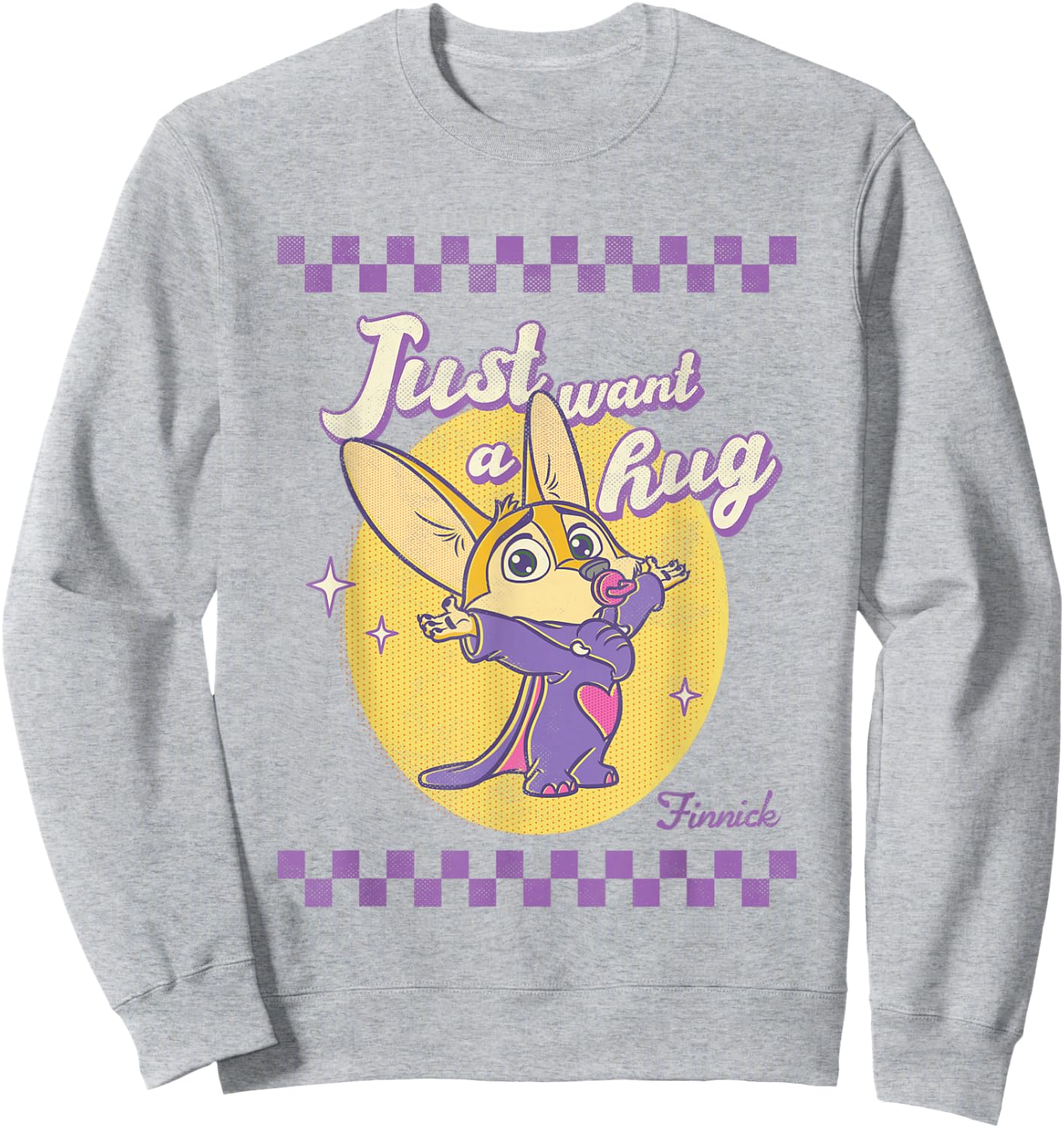 Disney Zootopia Finnick Just Want A Hug Chest Retro Poster Sweatshirt - Sweatshirt | Ash