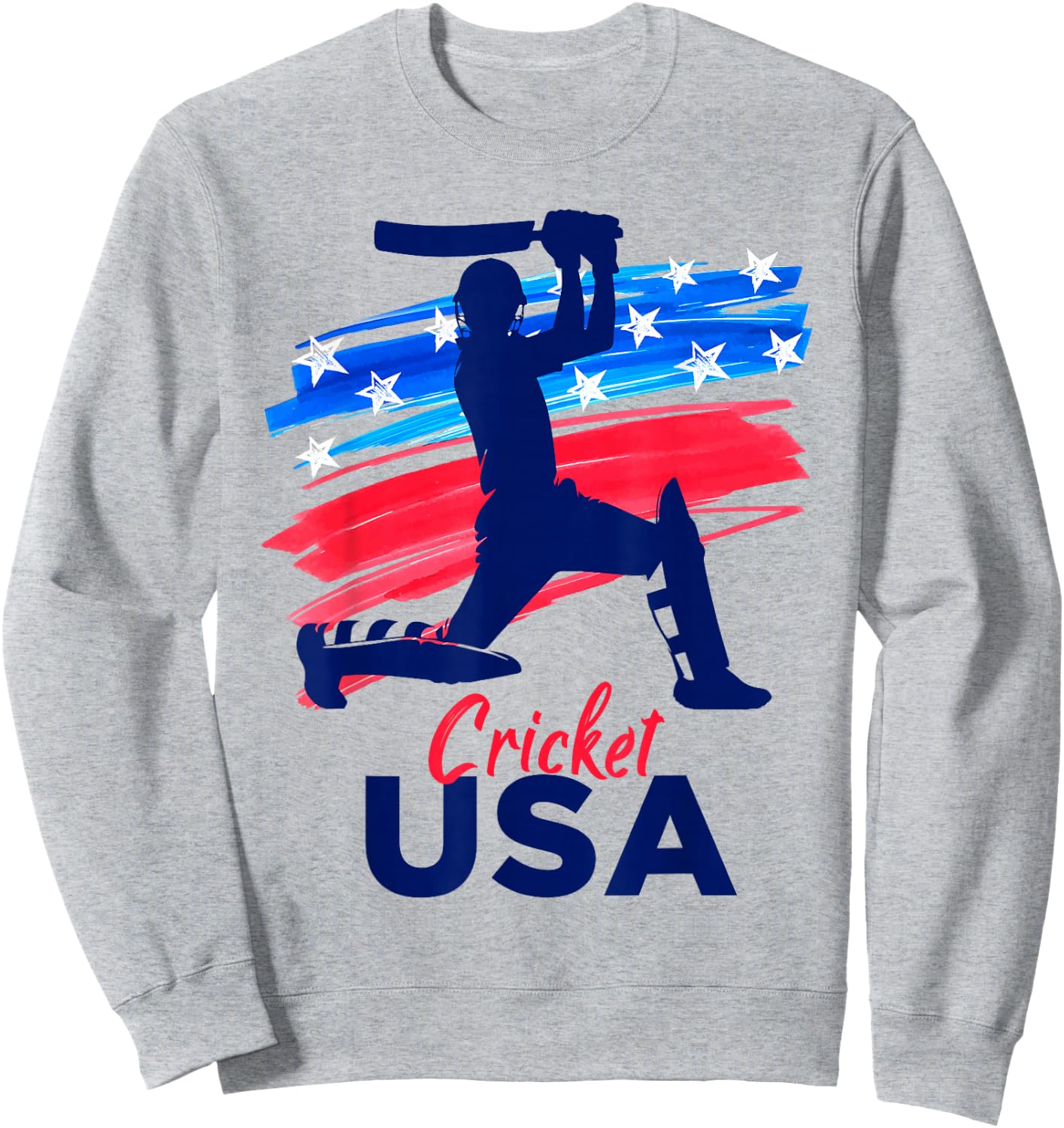 Cricket Support Team Flag USA Batsman Bowler American Sweatshirt - Sweatshirt | Ash
