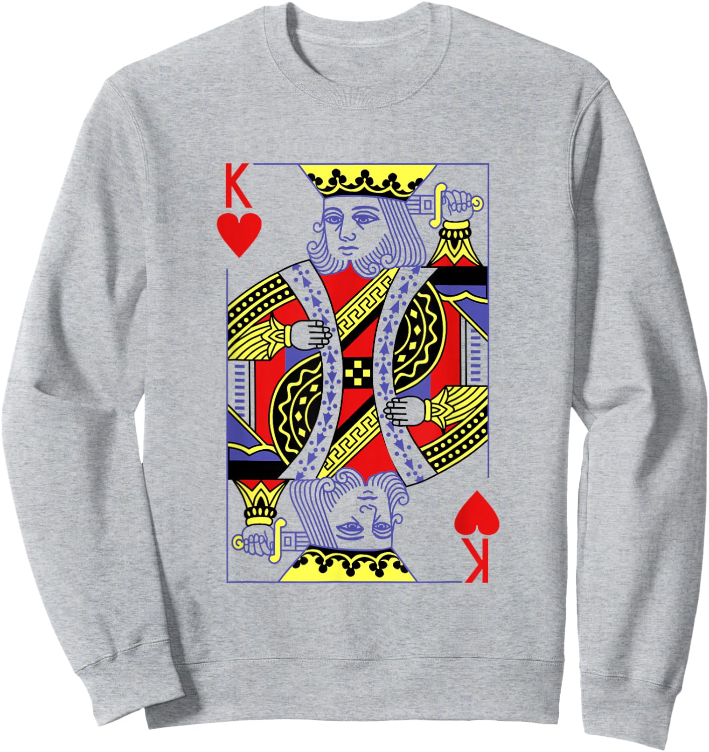 King of Hearts Royal Flush Costume Halloween Playing Cards Sweatshirt - Sweatshirt | Ash