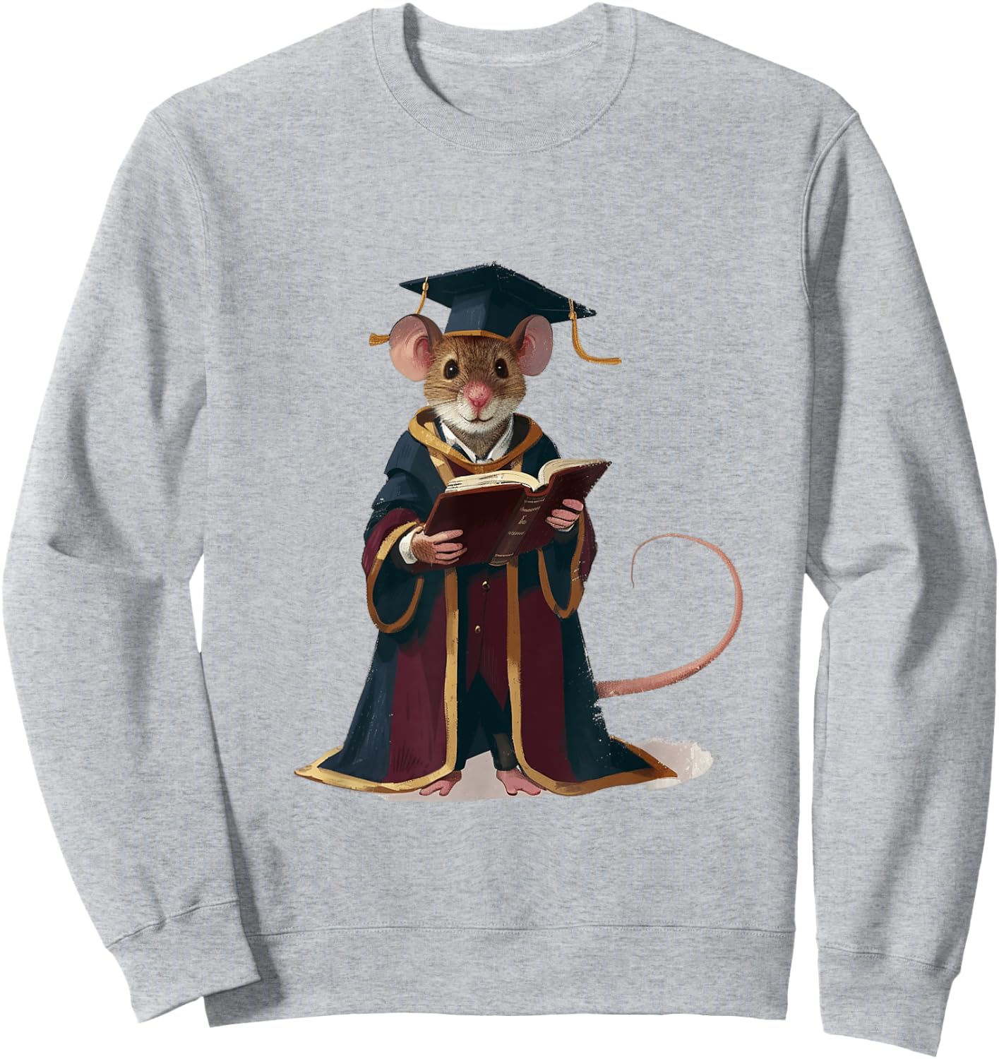 Cute Mouse Reading Book Graduation Gift Sweatshirt - Sweatshirt | Ash
