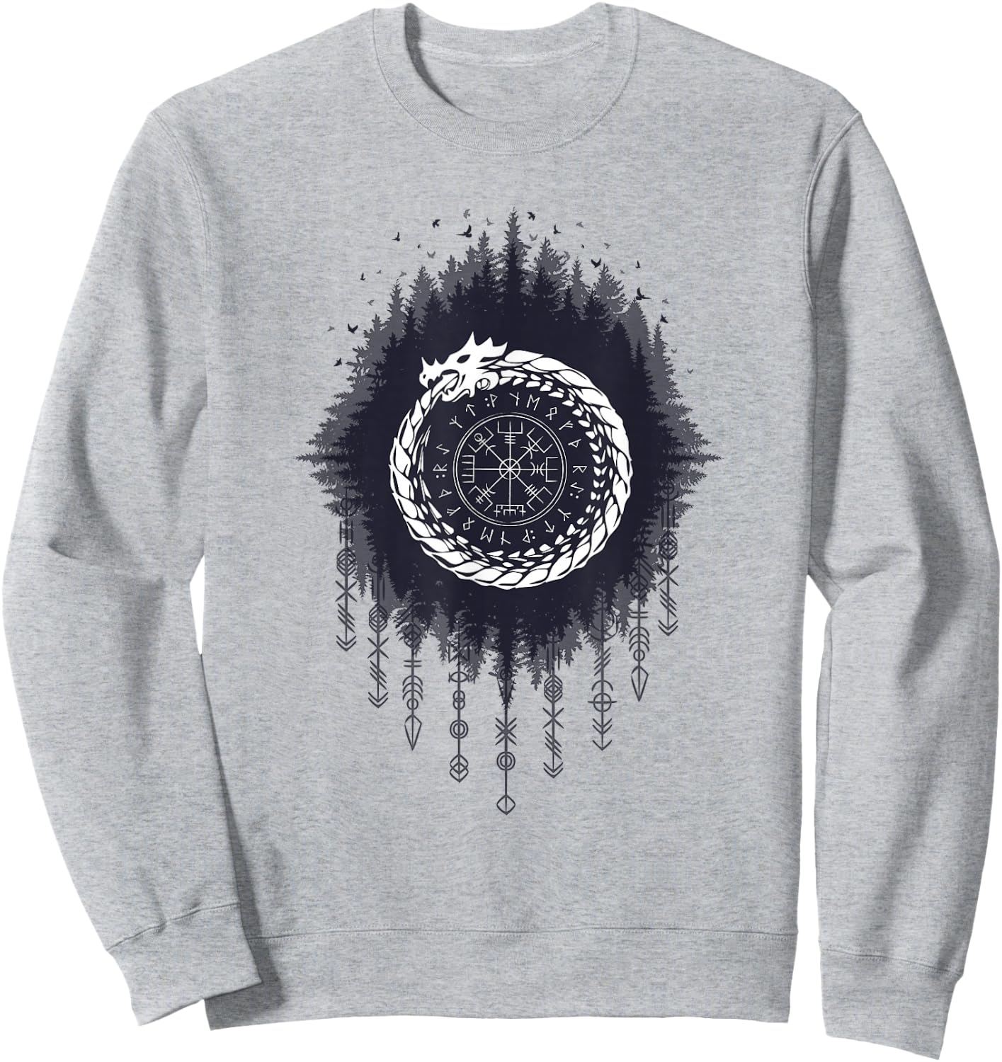 Ouroboros Snake Devouring Itself Viking Runes Cycle of Life Sweatshirt - Sweatshirt | Ash