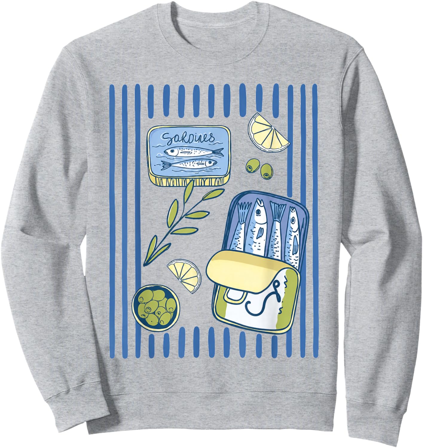 Retro Graphic Fish Sardines Tinned Summer Women Kid Sweatshirt - Sweatshirt | Ash