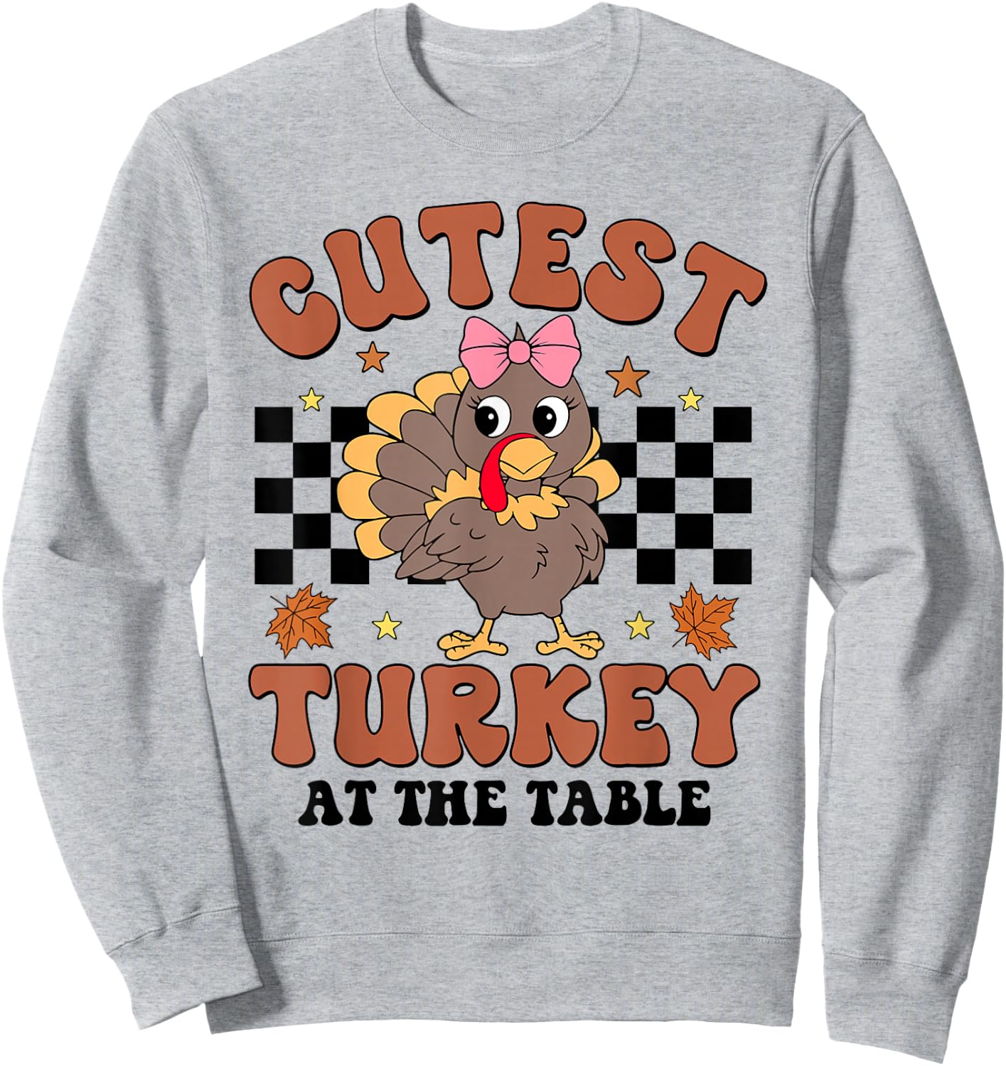 Thanksgiving Cutest Turkey At The Table Dinner Girl Toddler Sweatshirt - Sweatshirt | Ash
