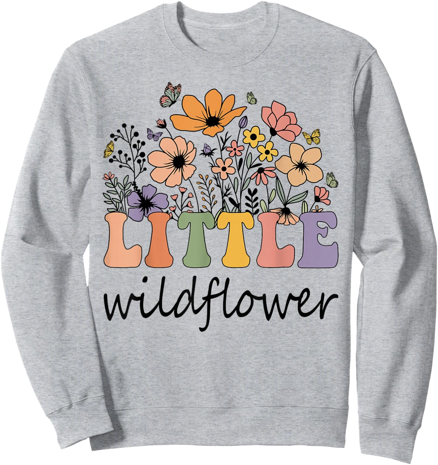 Little Wildflower Women Flower Birthday Family Matching Sweatshirt - Sweatshirt | Ash