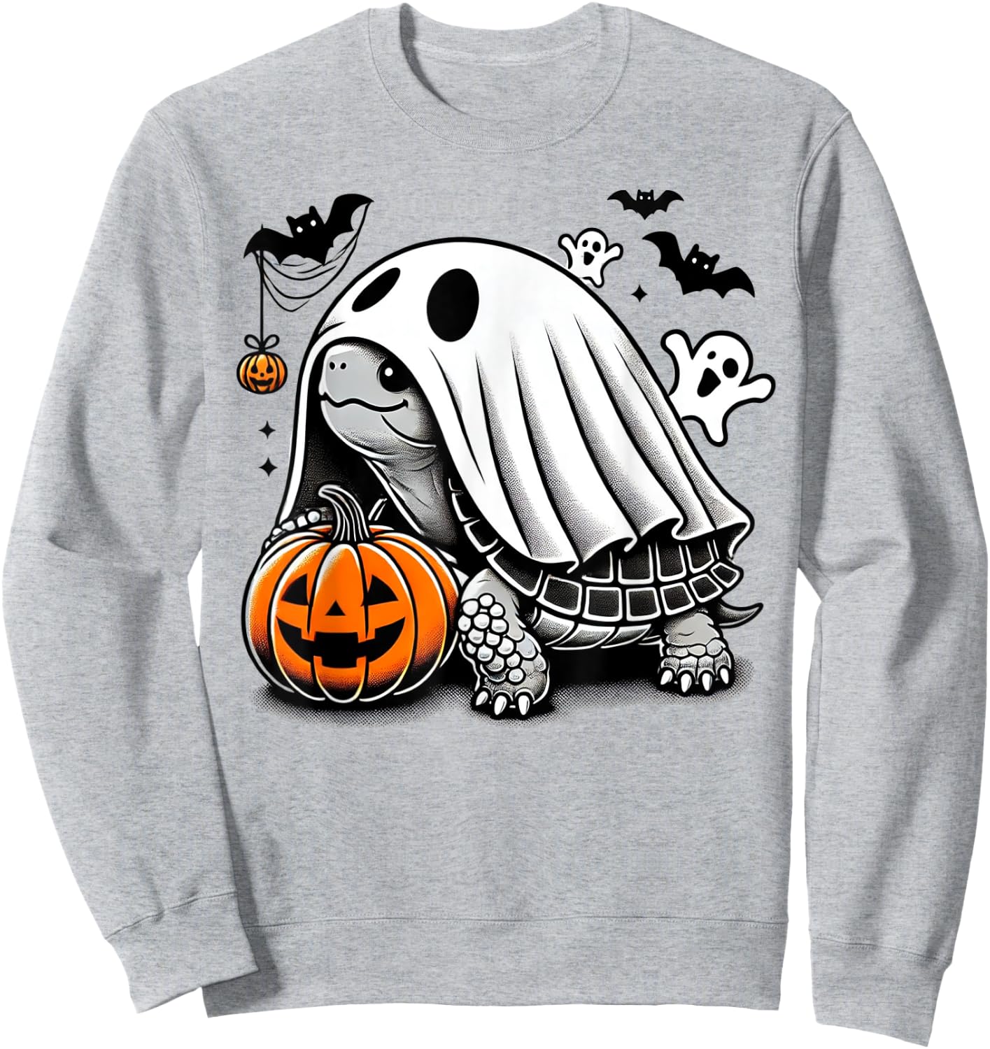 Halloween Turtle Ghost Pumpkin Costume Terrapin Tortoise Sweatshirt - Sweatshirt | Ash