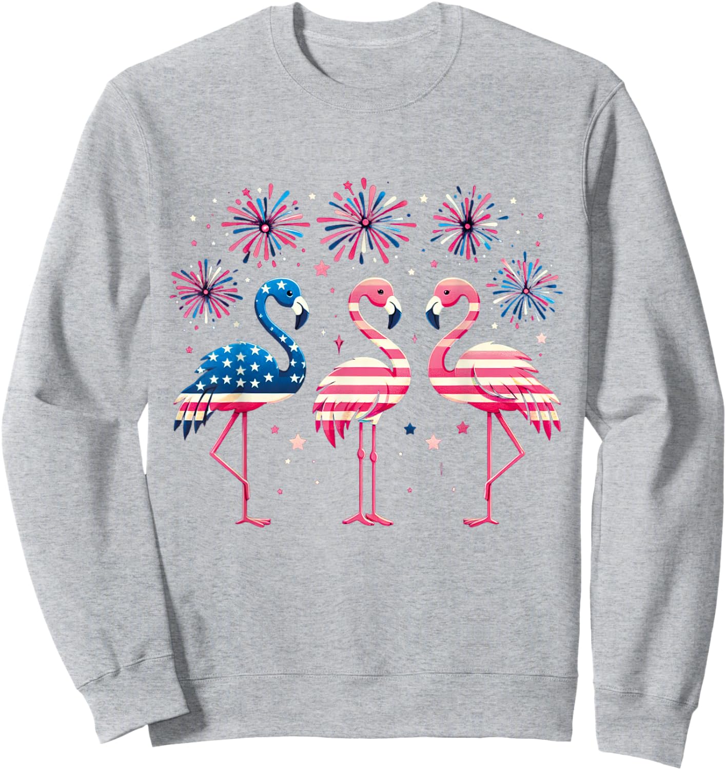 Patriotic Flamingo Firework Red And White Flamingo 4th July Kids Men Sweatshirt - Sweatshirt | Ash