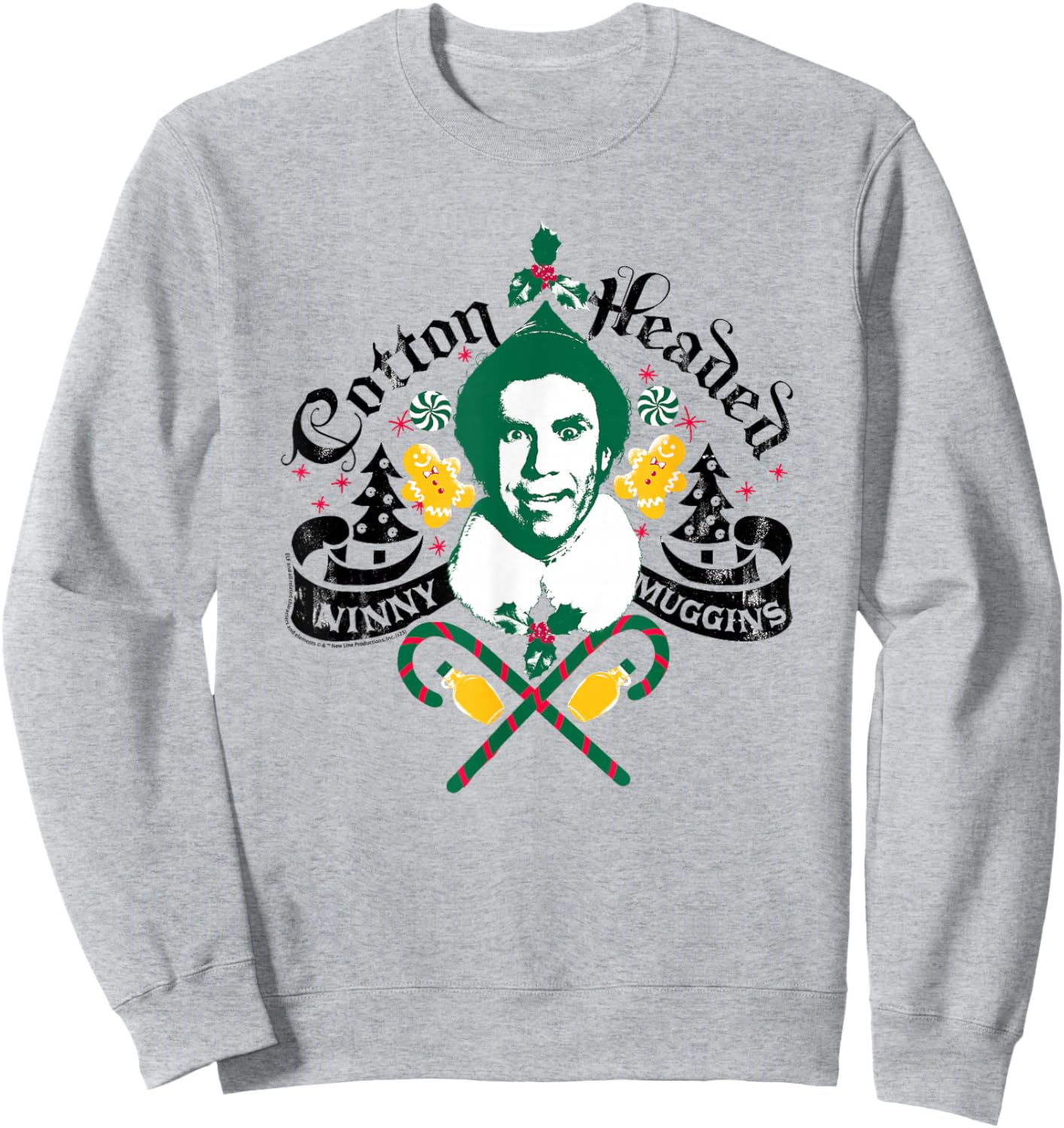 Elf Cotton Headed Ninny Muggins Christmas Sweatshirt - Sweatshirt | Ash