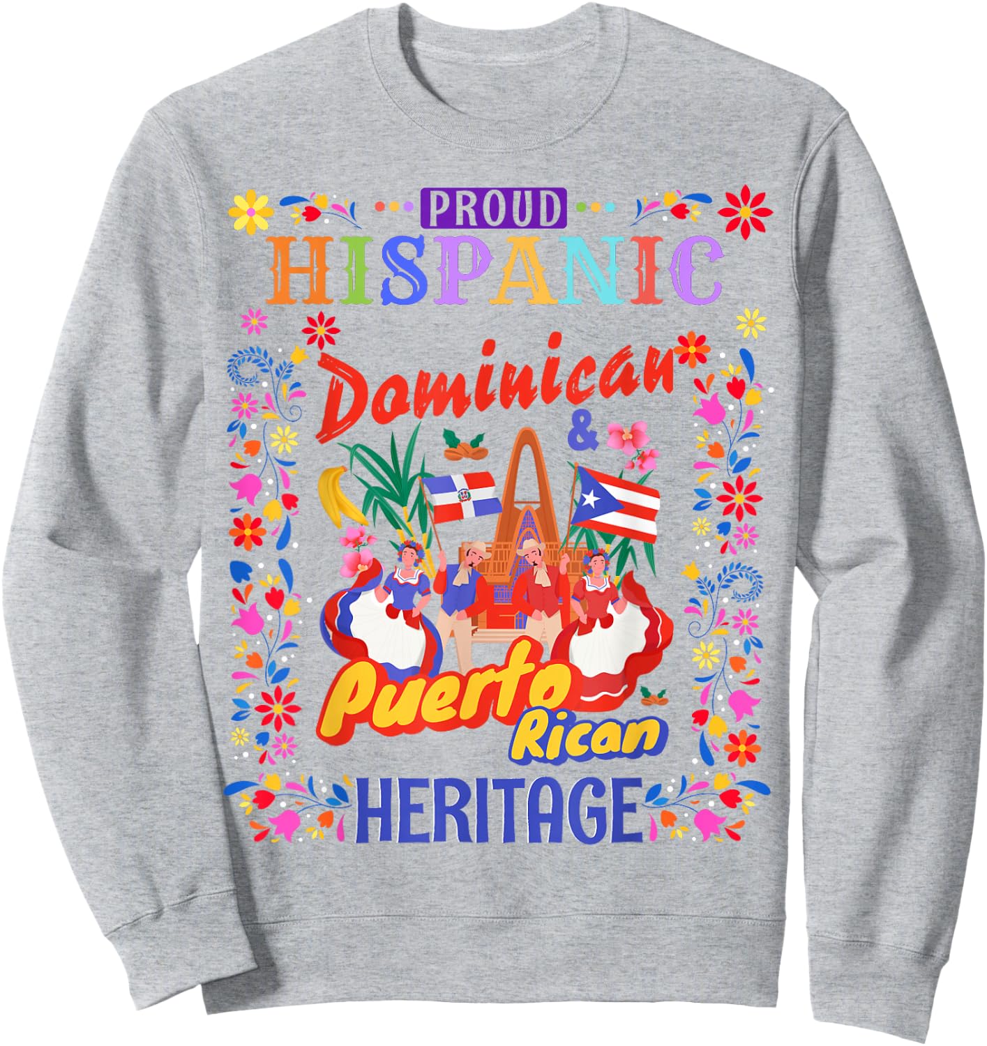 Puerto Rican & Dominican Flag Outfit Idea Women Dominican Sweatshirt - Sweatshirt | Ash