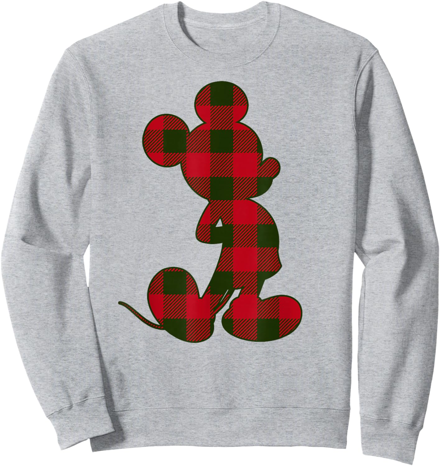 Disney Mickey Mouse Christmas Plaid Silhouette Fill Sweatshirt - Sweatshirt | Ash