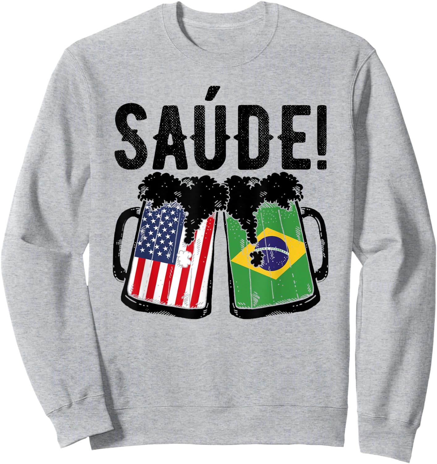 Brazilian American Patriot Brazil Flag US Saude Brazilian Sweatshirt - Sweatshirt | Ash
