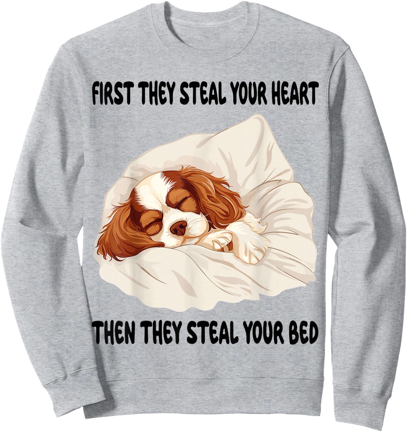 Cavalier King Charles Spaniel Sleeping Pajamas Nightgown Sweatshirt - Sweatshirt | Ash