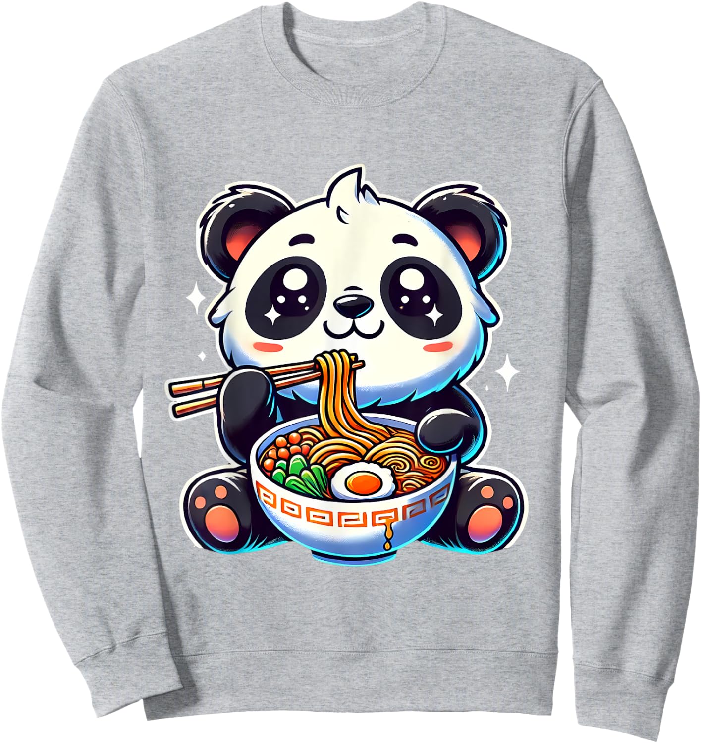 Kawaii Panda Eating Ramen Soup Cute Anime For Kids Sweatshirt - Sweatshirt | Ash