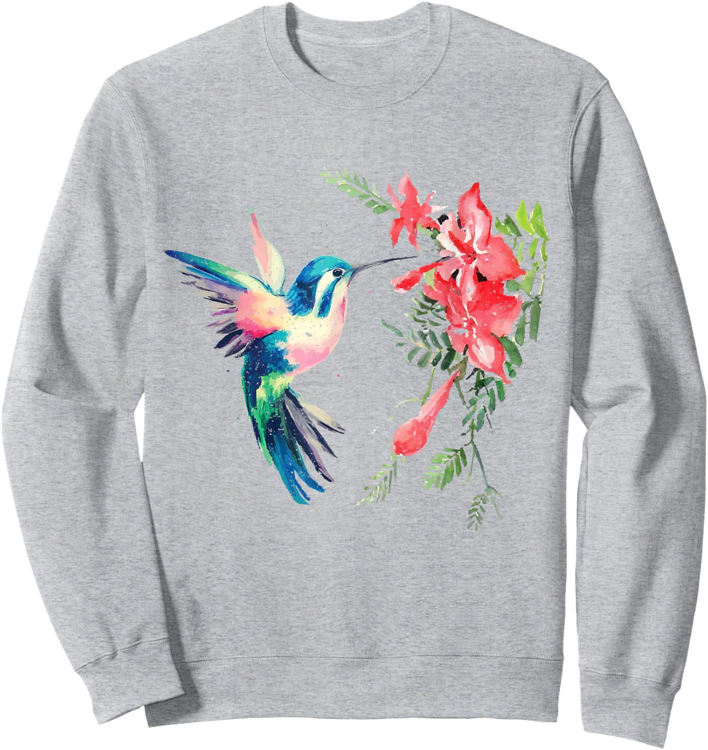 Rainbow Color Hummingbird Funny Bird Lover Gift Sweatshirt - Sweatshirt | Ash