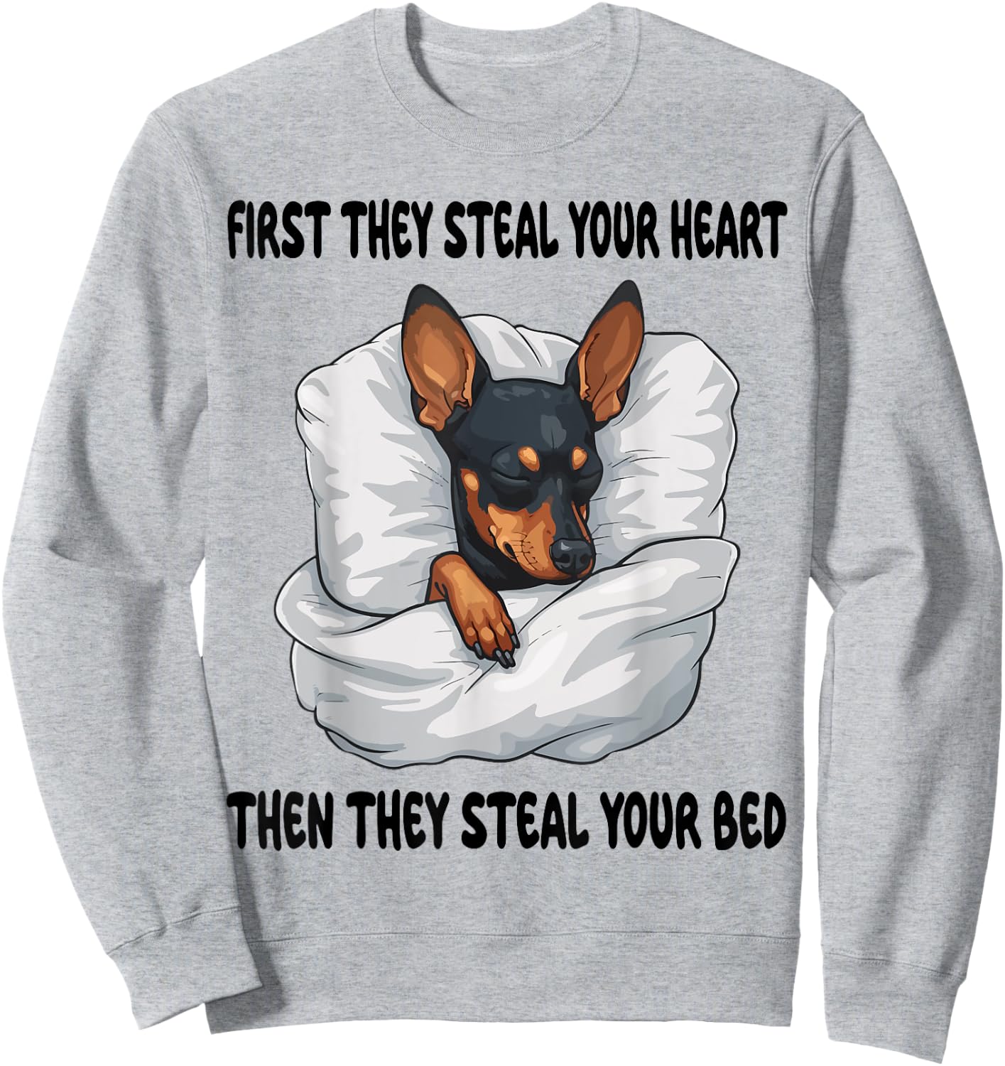 Miniature Pinscher Sleeping Pajamas Nightgown Sweatshirt - Sweatshirt | Ash