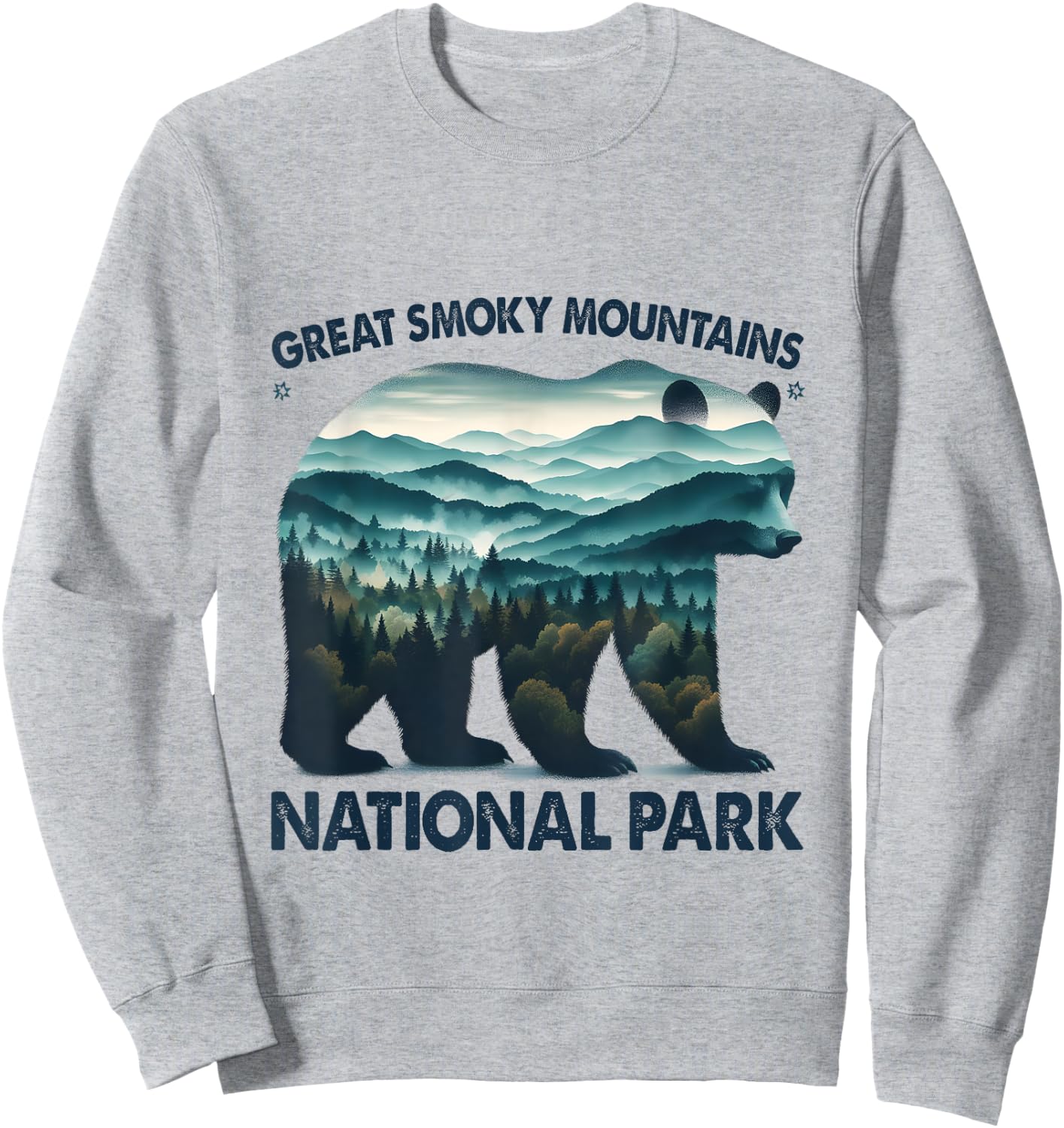 Great Smoky Mountains National Park Bear Hiking Camping Sweatshirt - Sweatshirt | Ash