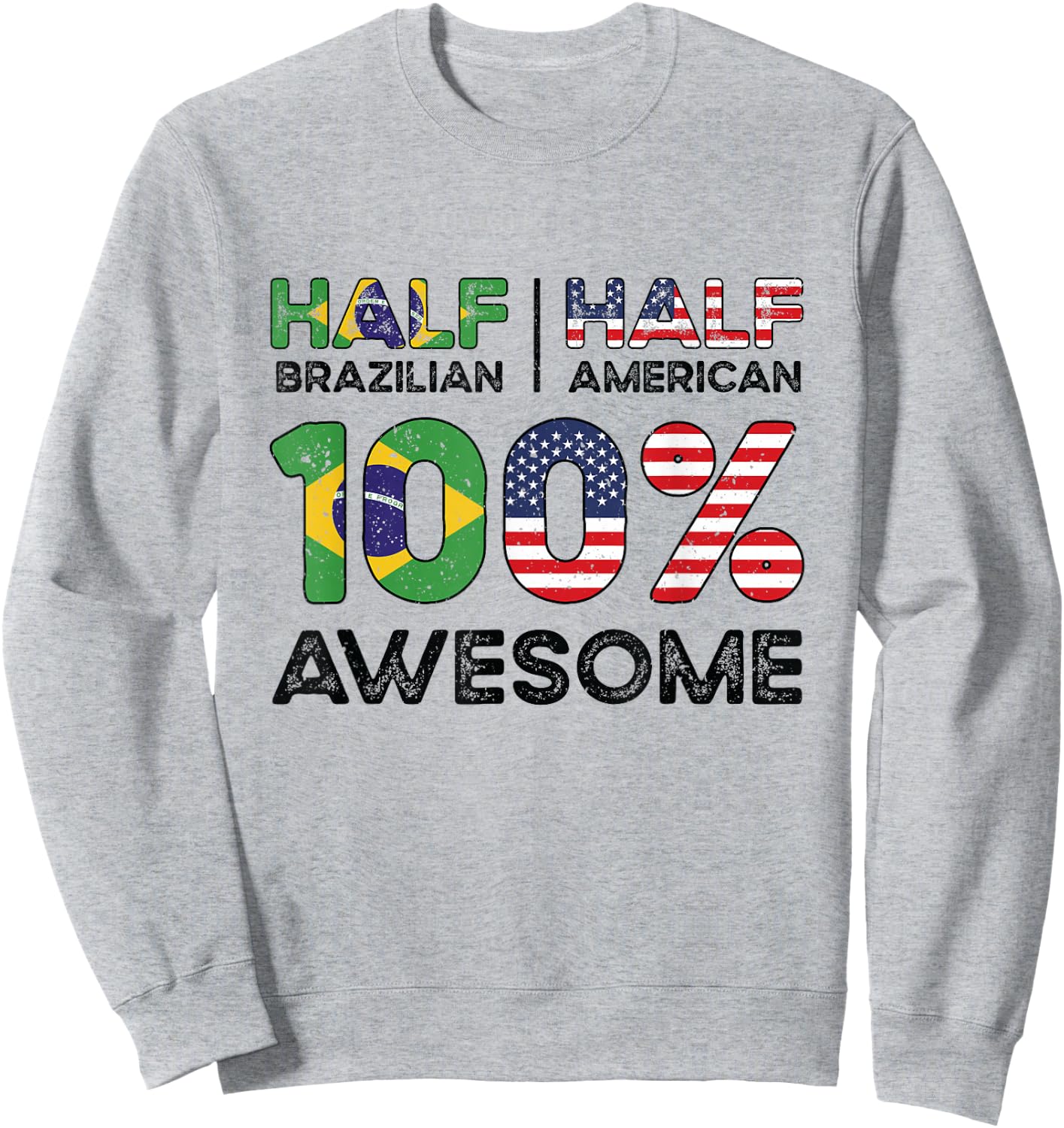 Brazilian American Patriot USA Grown Brazil US Flag Sweatshirt - Sweatshirt | Ash