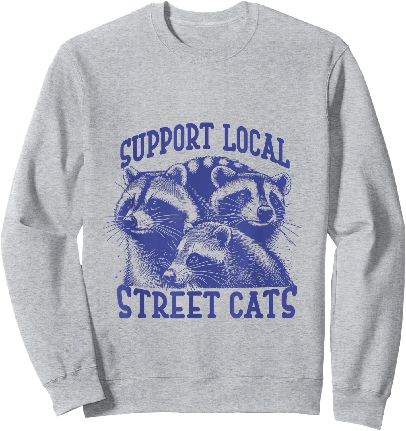 Support Local Street Cat a Funny Raccoon Opossum Cat Men Women Sweatshirt - Sweatshirt | Ash