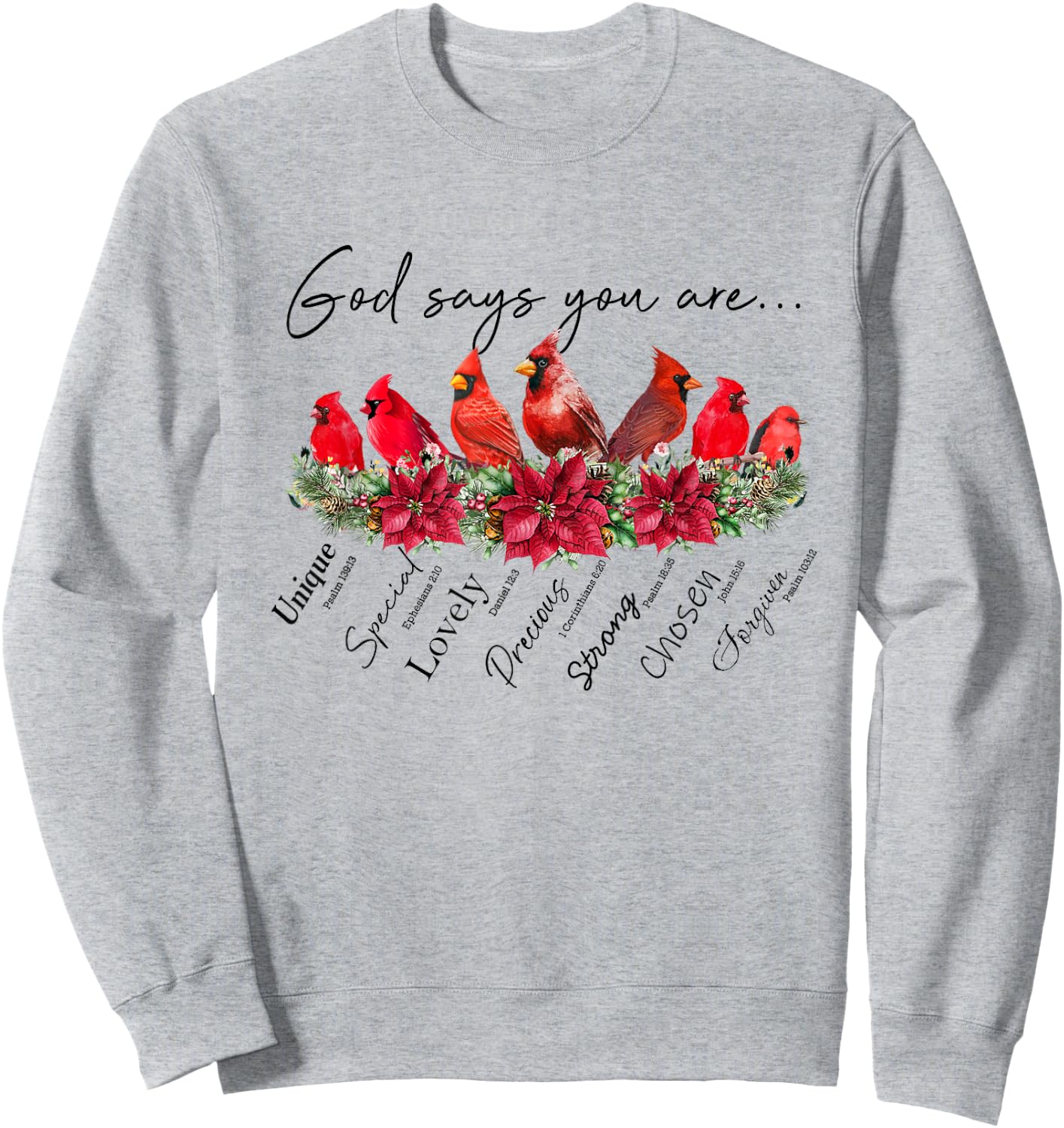 God Says You Are Women Christian Religious Cardinal Bird Sweatshirt - Sweatshirt | Ash