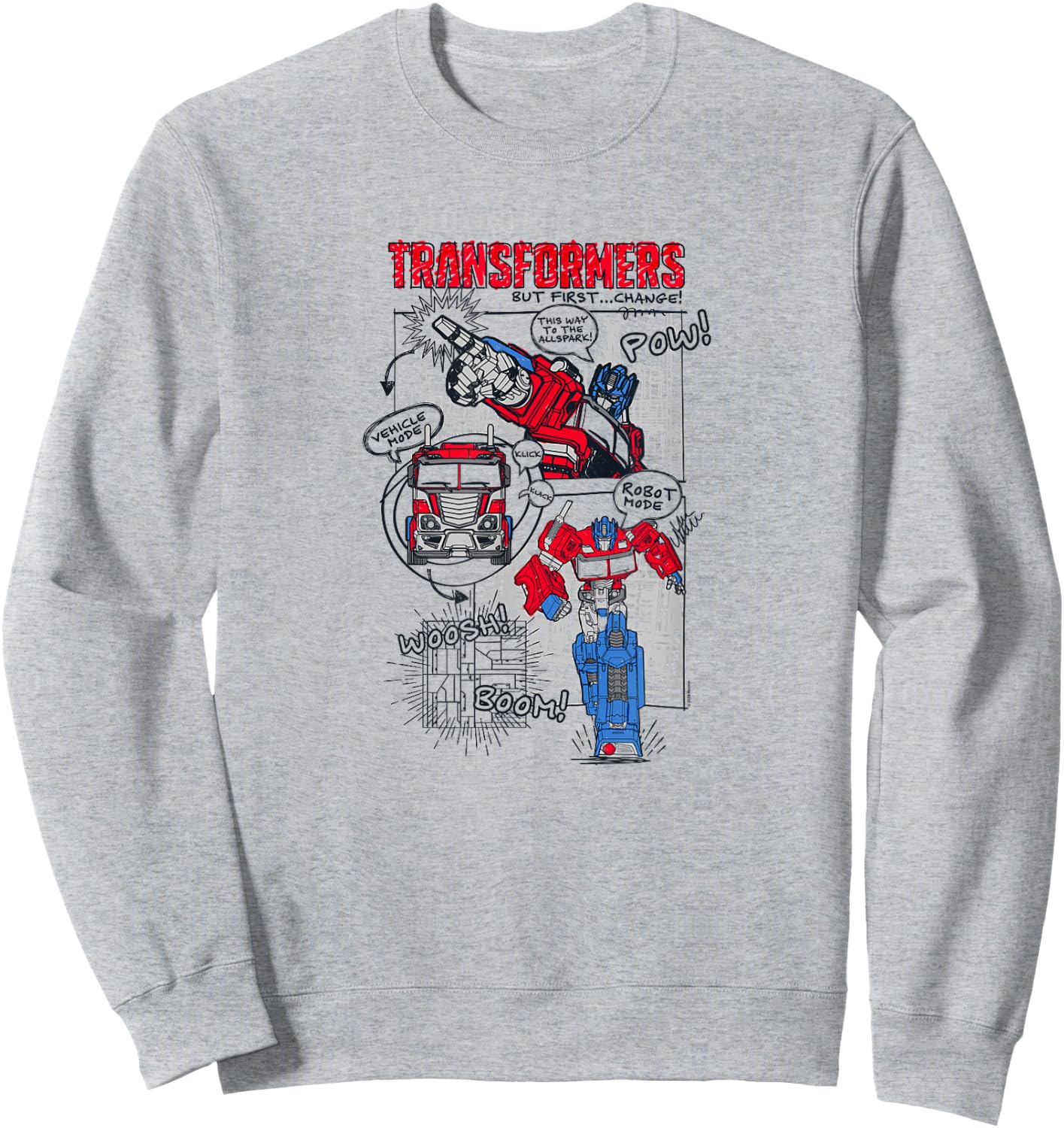 Transformers Optimus Prime Transformation Comic Strip Sweatshirt - Sweatshirt | Ash
