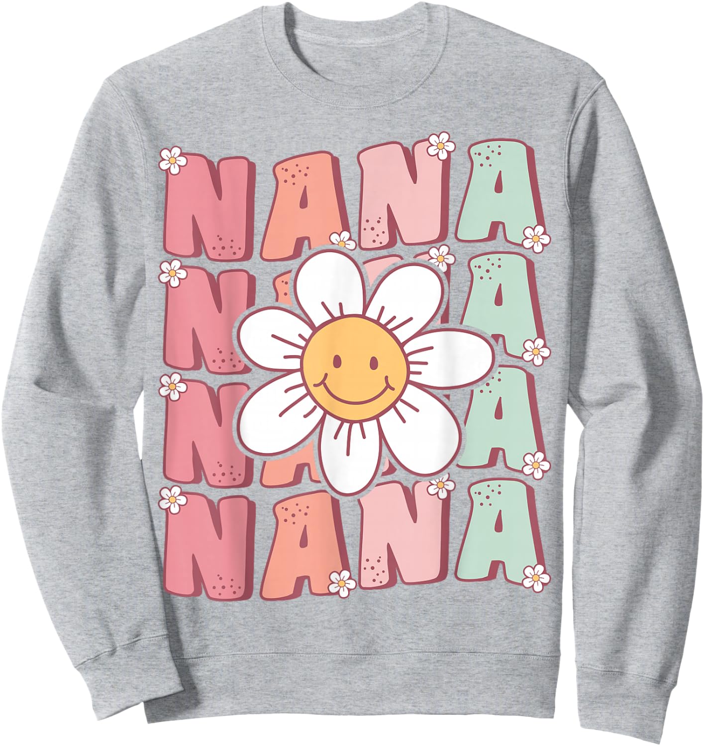 Cute Groovy Nana 70s Family Birthday Party Daisy Flower Sweatshirt - Sweatshirt | Ash