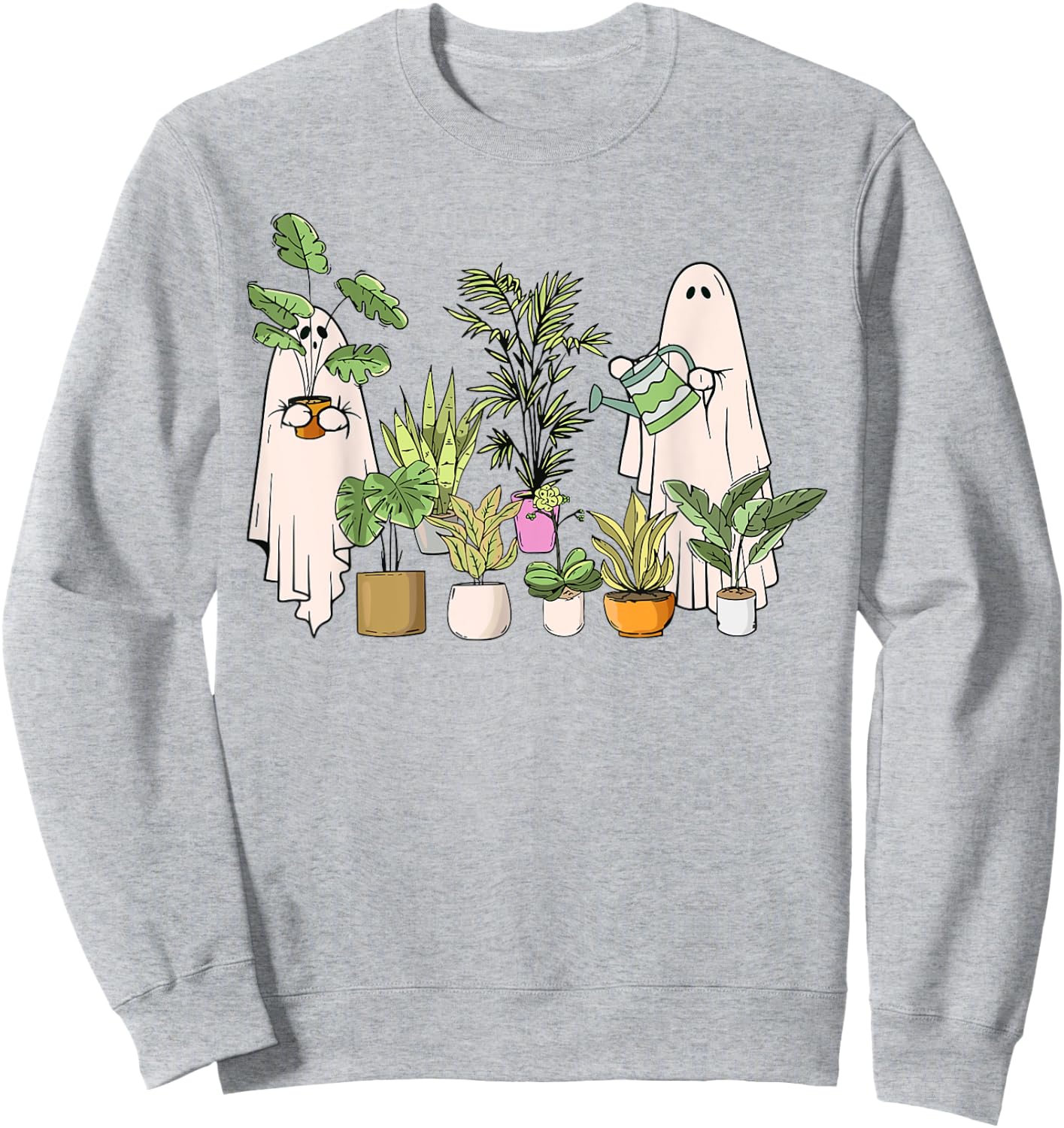 Ghost Plant Lady Halloween Gardening Plant Houseplant Lovers Sweatshirt - Sweatshirt | Ash