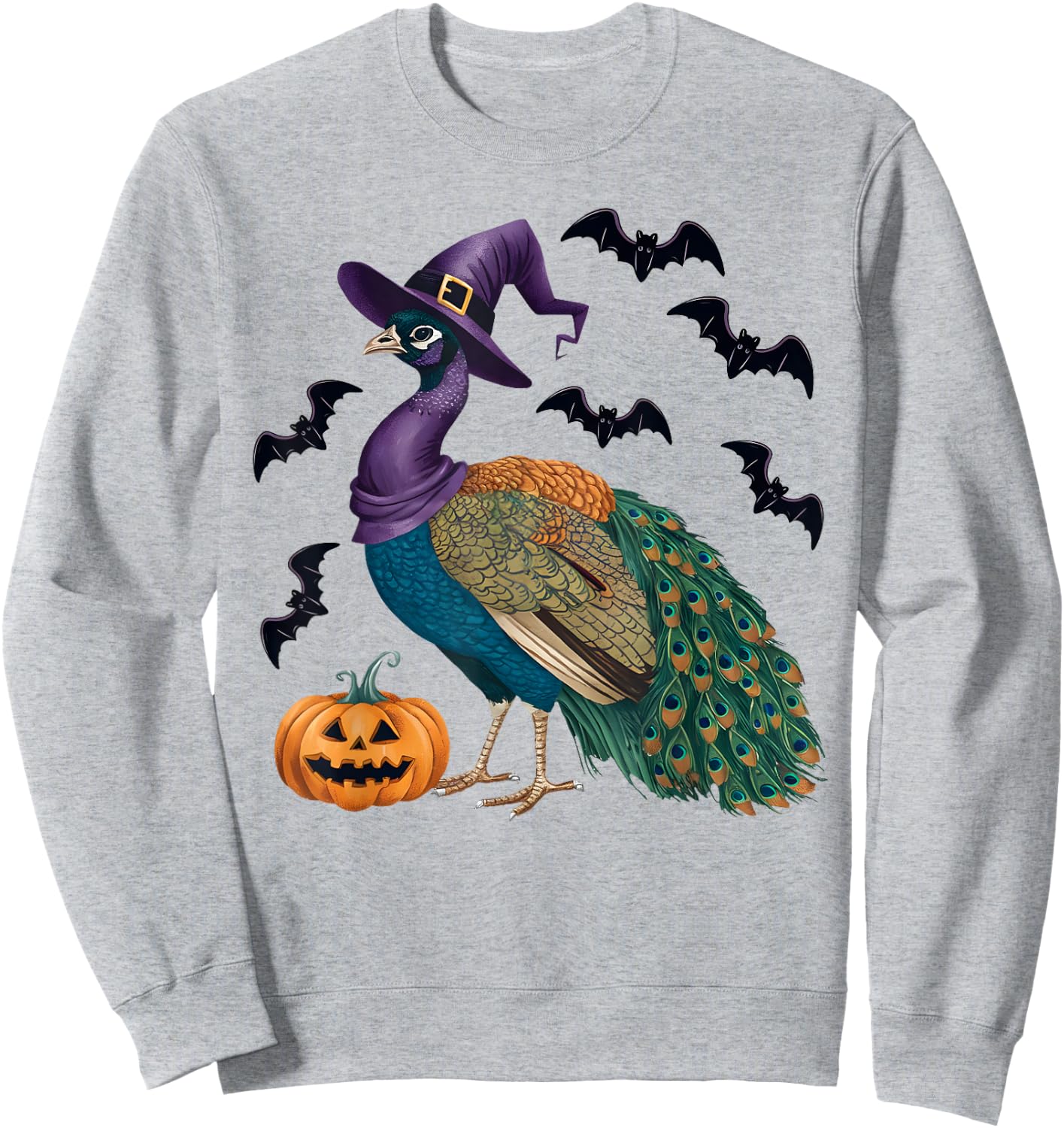 Peacock Bird Halloween Costume Pumpkin Bat Witch Sweatshirt - Sweatshirt | Ash