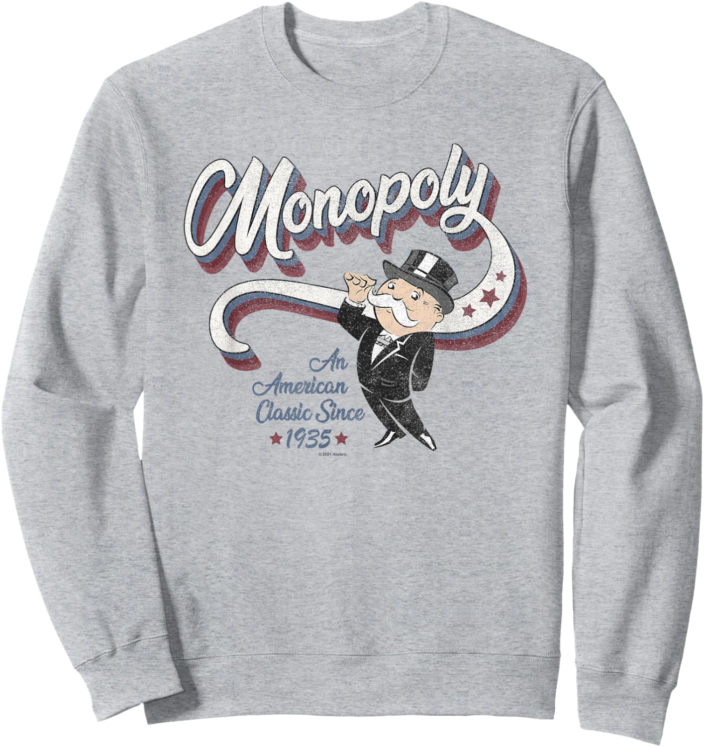 Hasbro Monopoly Americana 3D Logo Monopoly Man Classic Sweatshirt - Sweatshirt | Ash