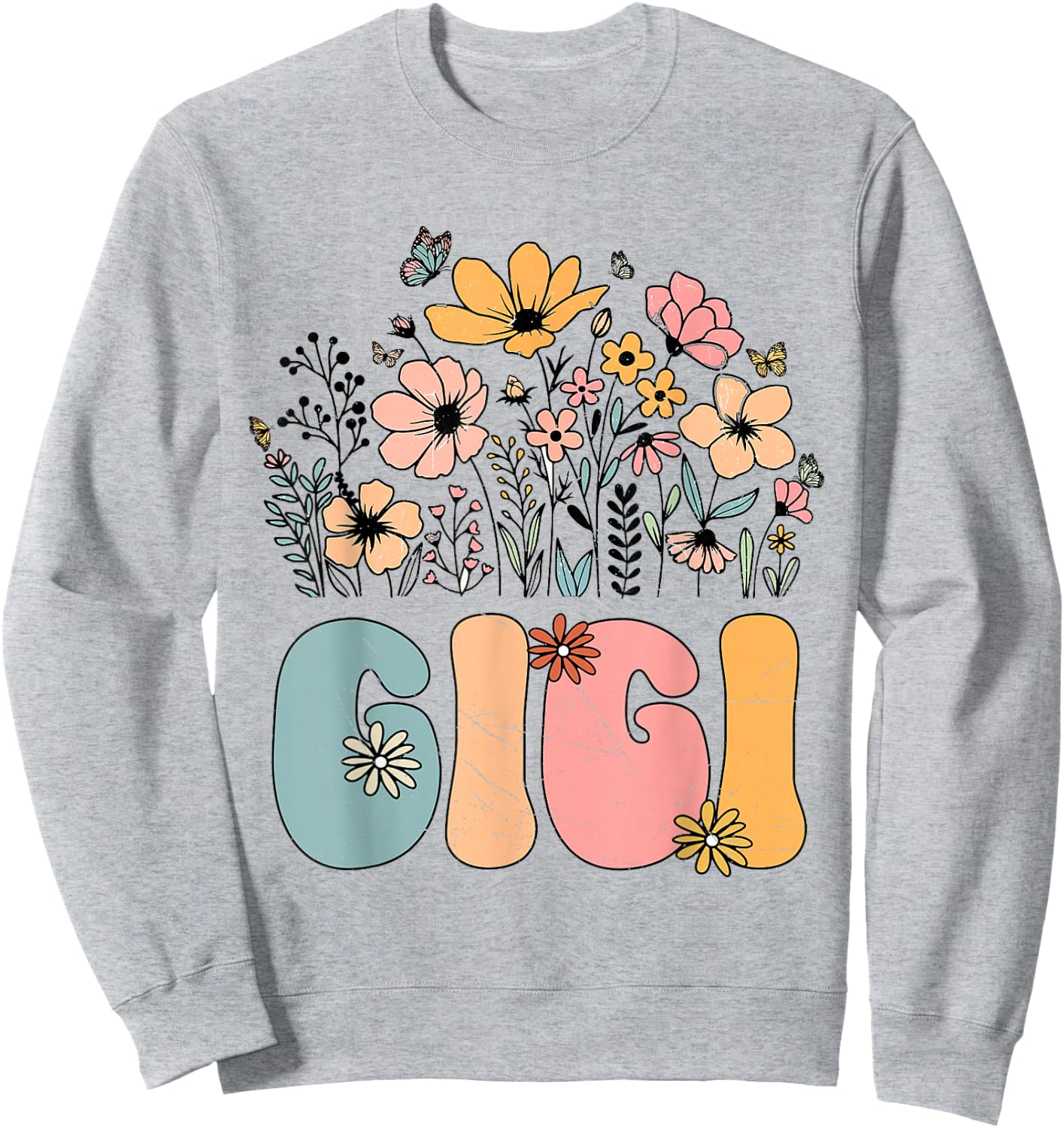 Wildflower Gigi for Grandma Grandmother Announcement Sweatshirt - Sweatshirt | Ash