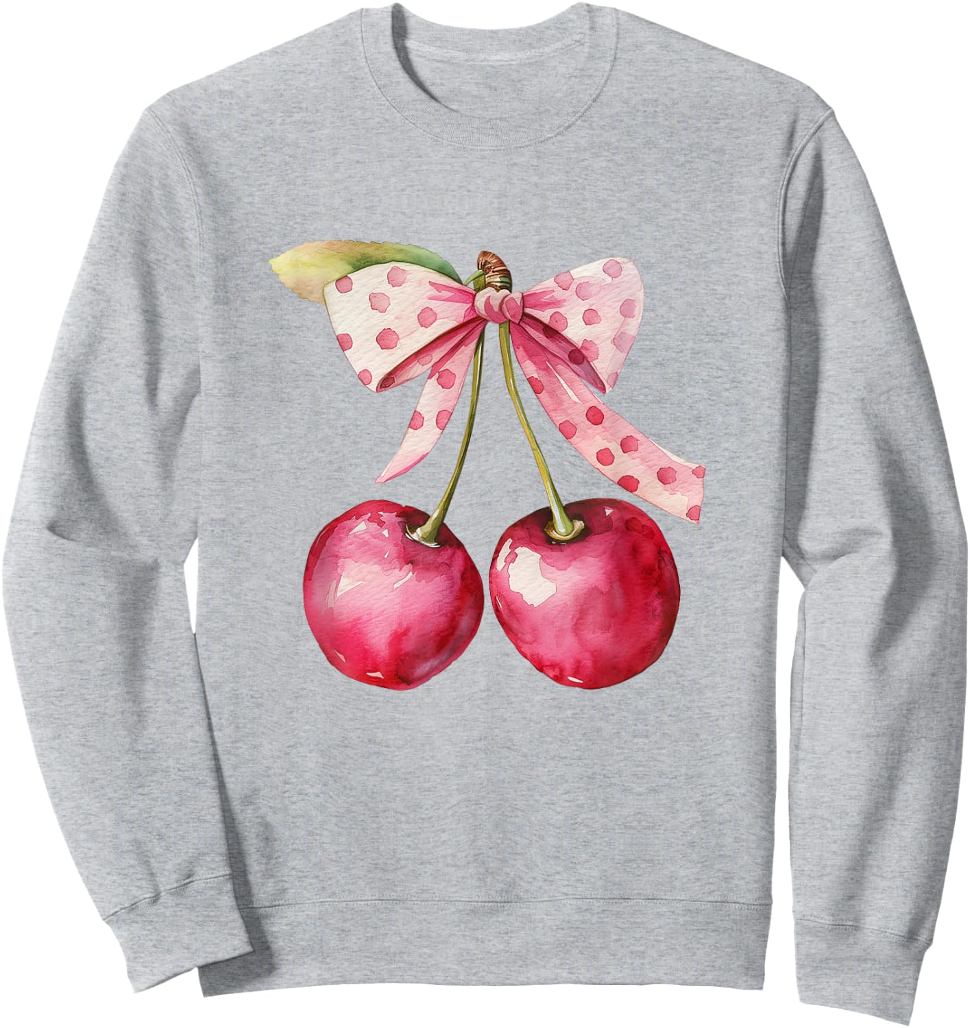 Coquette Bow with Cherry Kawaii Sweatshirt - Sweatshirt | Ash