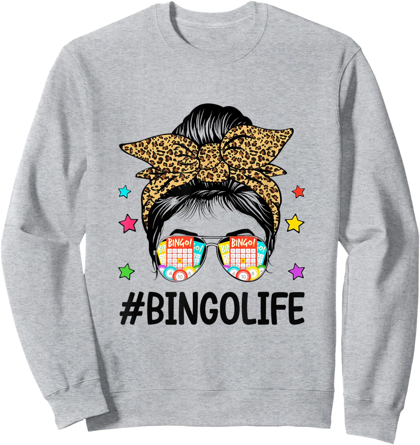 Bingo Life Messy Bun Bingo Lover Grandma Mom Mothers Day Sweatshirt - Sweatshirt | Ash